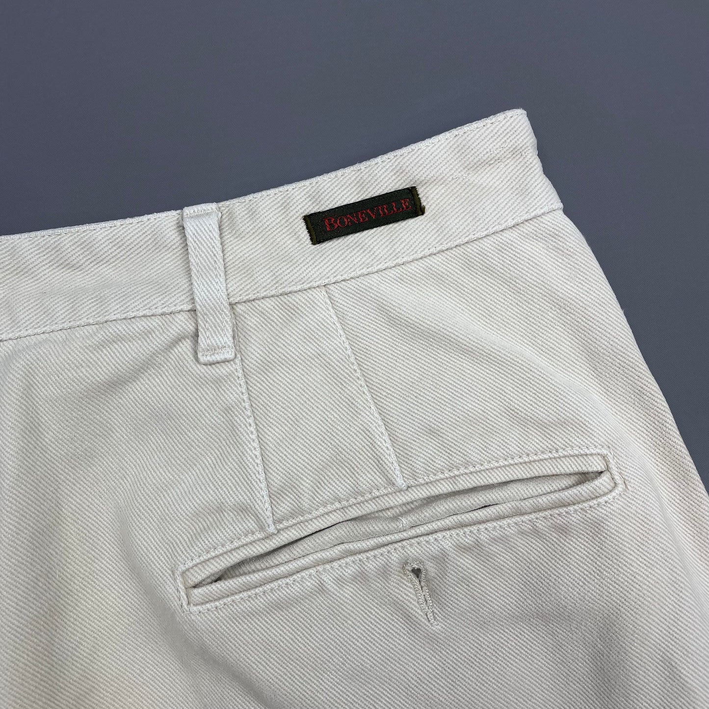 Boneville Cream White 80s Pleat Denim Barrel Jeans