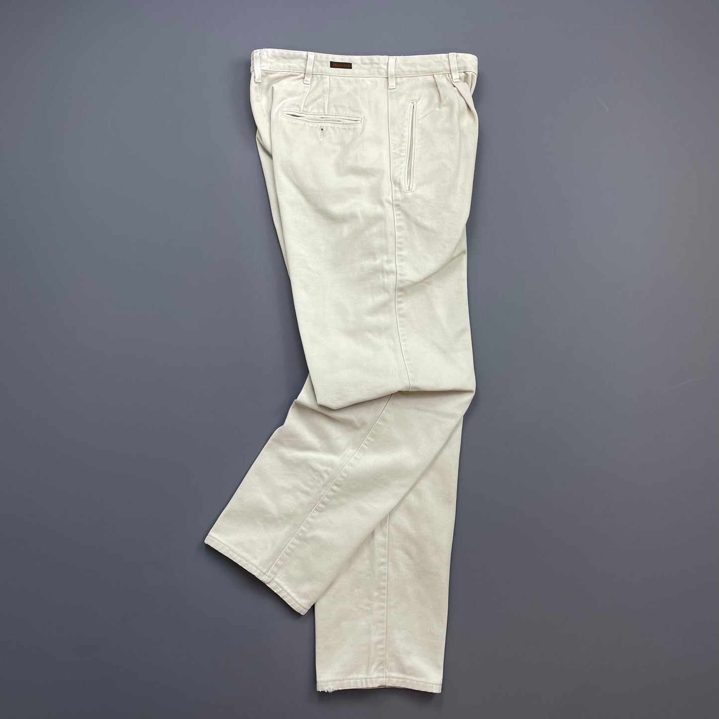 Boneville Cream White 80s Pleat Denim Barrel Jeans