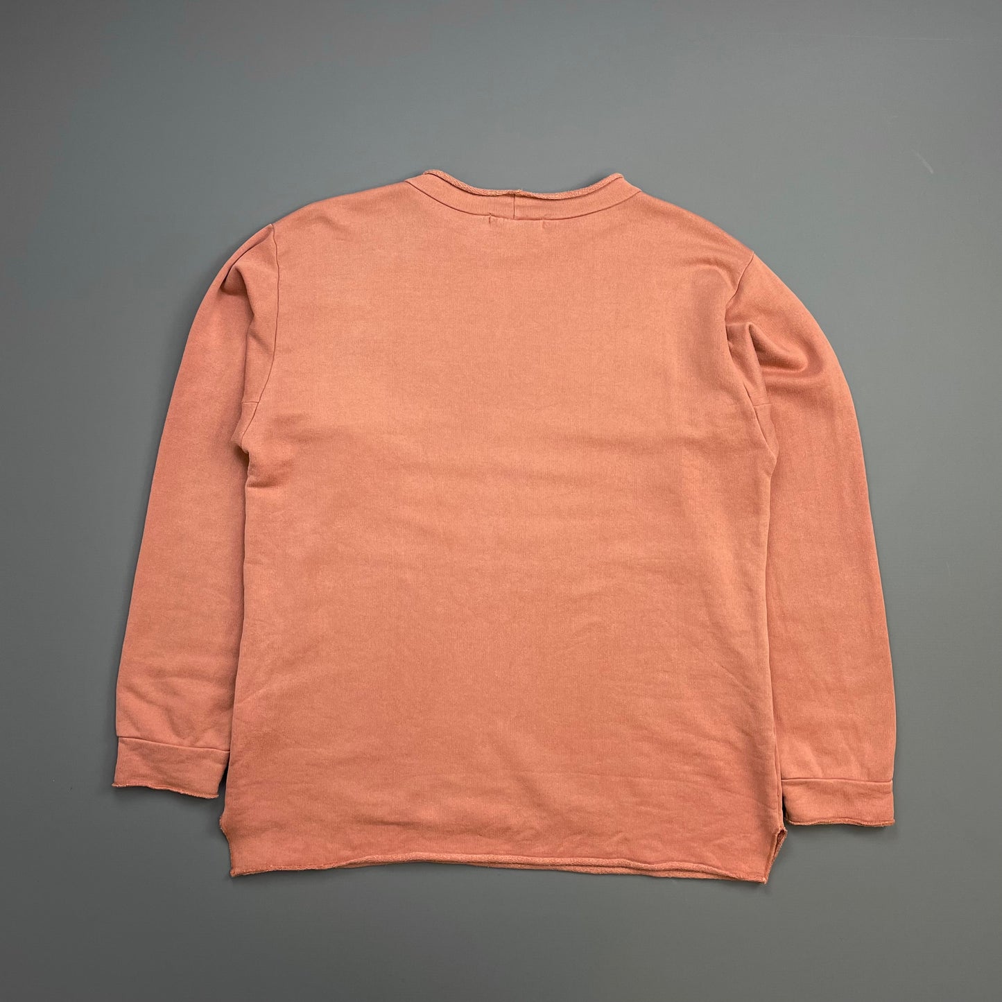 Stone Island Peach Orange 80s Reflective Spellout Mako Cotton Raw-Edge Jumper
