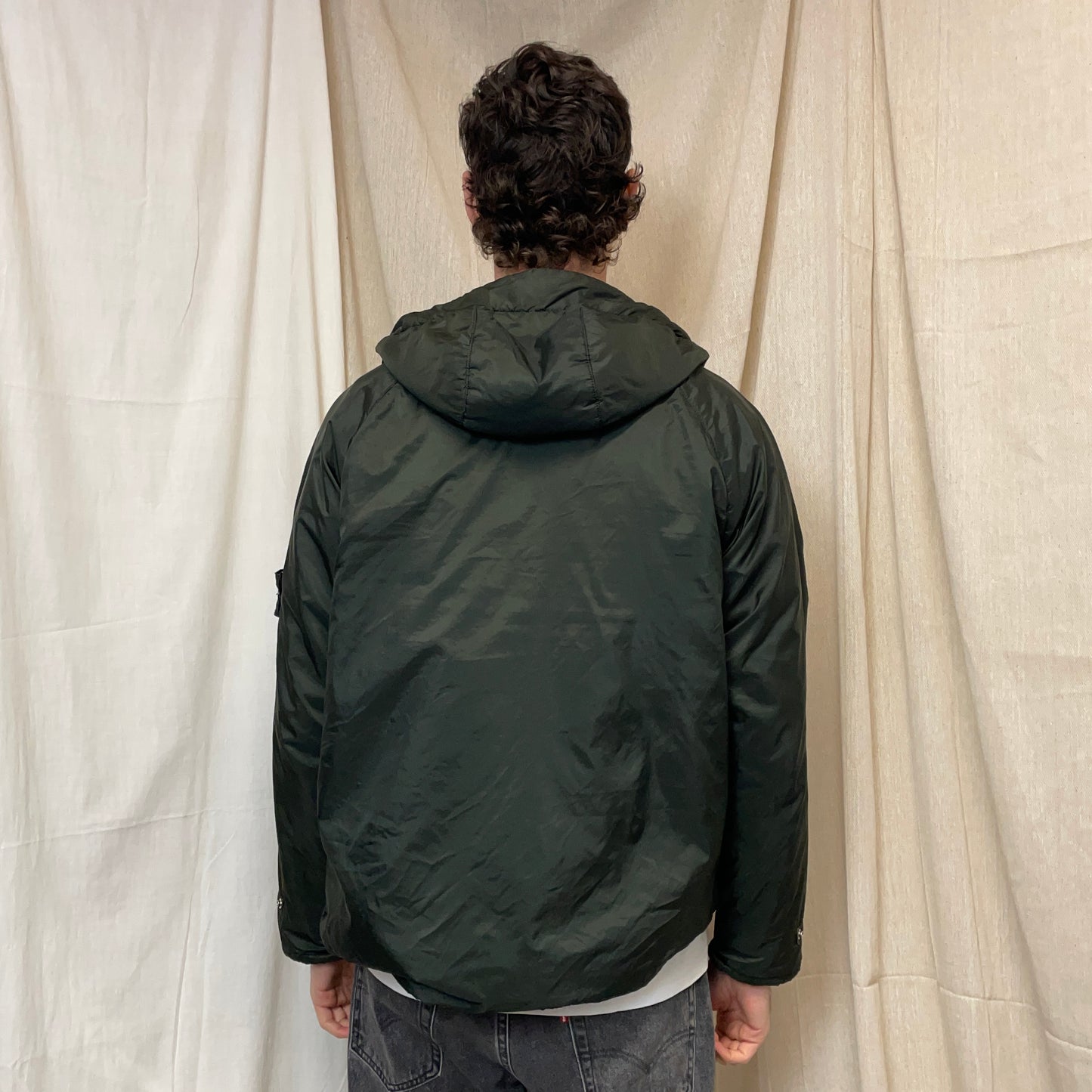 Stone Island Forest Green AW00 Lined & Padded Nylon Hooded Jacket