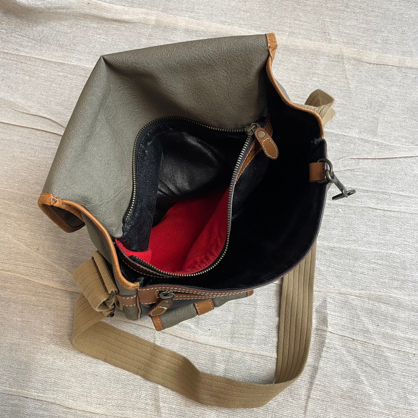 C.P. Company Olive 1980s Ideas From Massimo Osti Leather Crossbody Satchel Bag