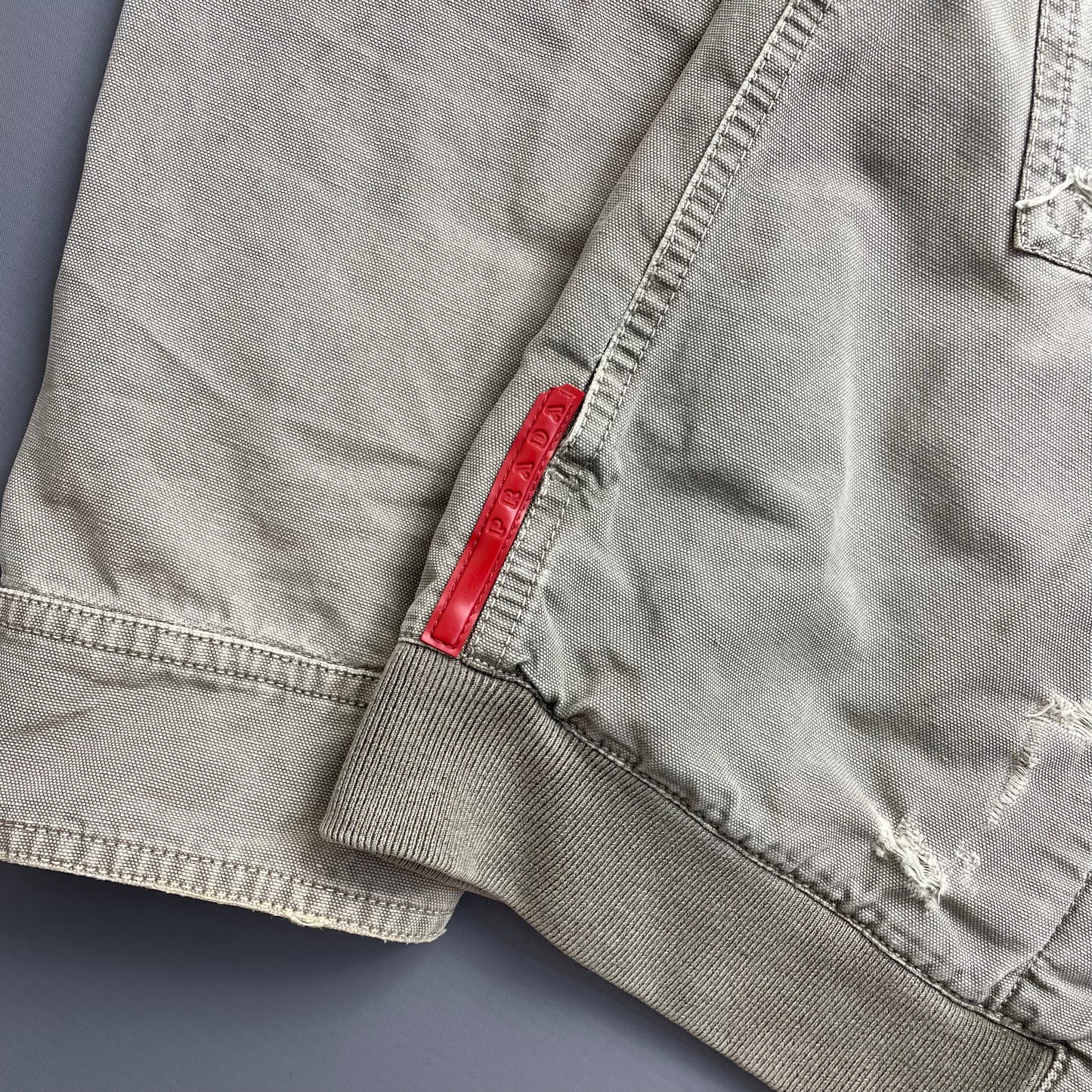 Prada Sport Grey Lightweight Distressed Hemp Canvas Jacket