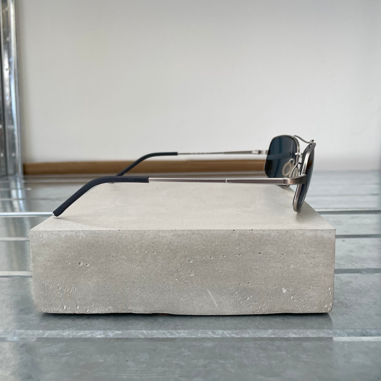Prada Silver 00s Thin Frame Rectangle Sunglasses