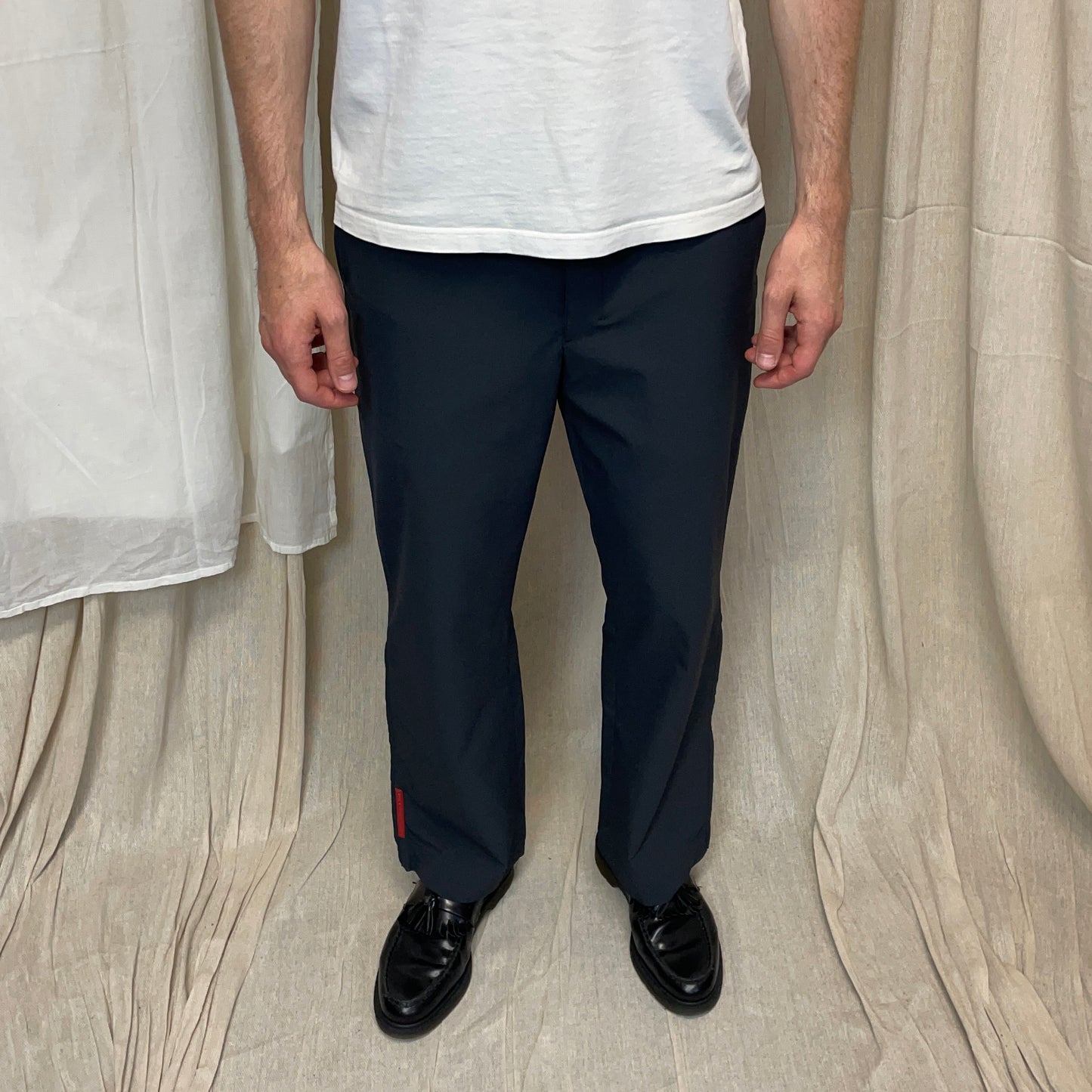 Prada Sport Grey 00s Technical Nylon Straight Leg Trouser