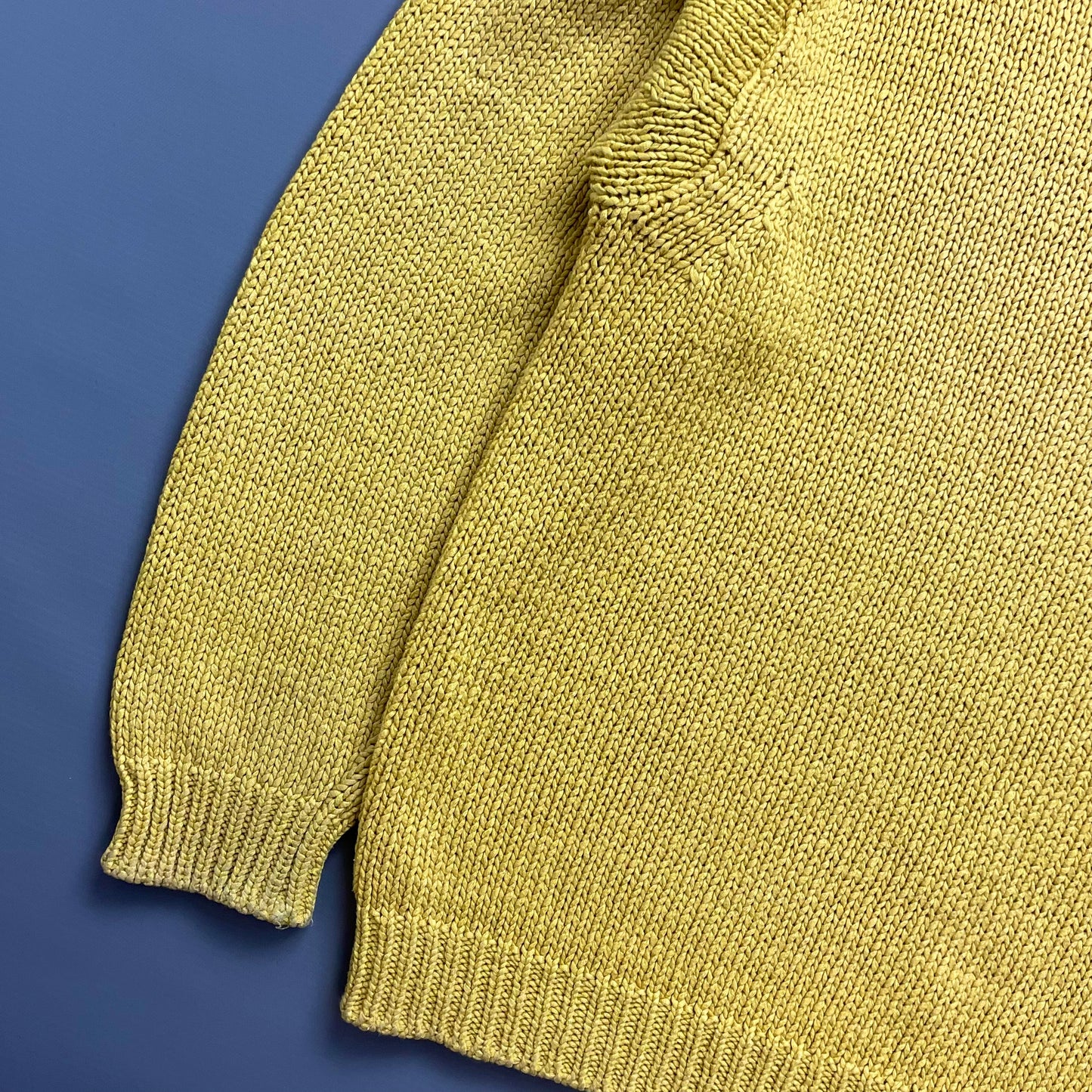 Stone Island Yellow Midweight 80s Vintage Knit Jumper w/ Green Edge Badge