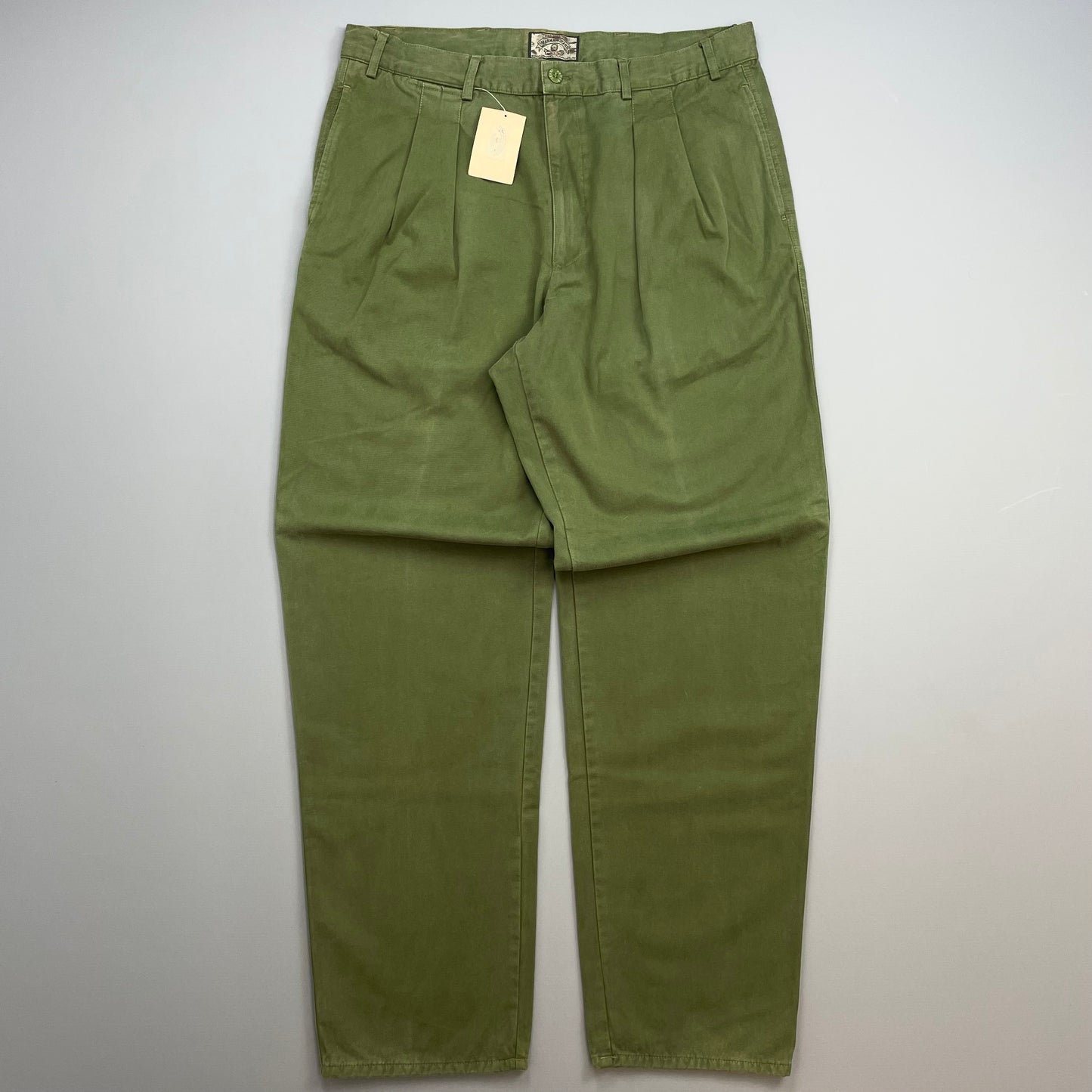 Armani Jeans Khaki Green 1990s Cotton Pleat Trouser BNWT