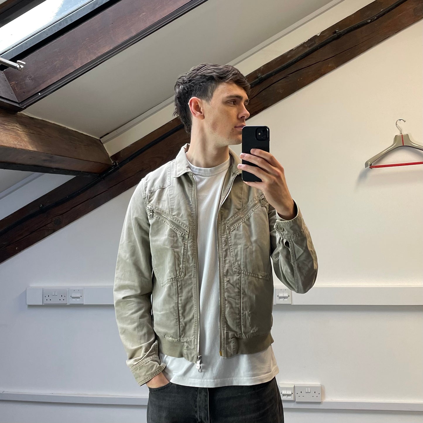Prada Sport Grey Lightweight Distressed Hemp Canvas Jacket