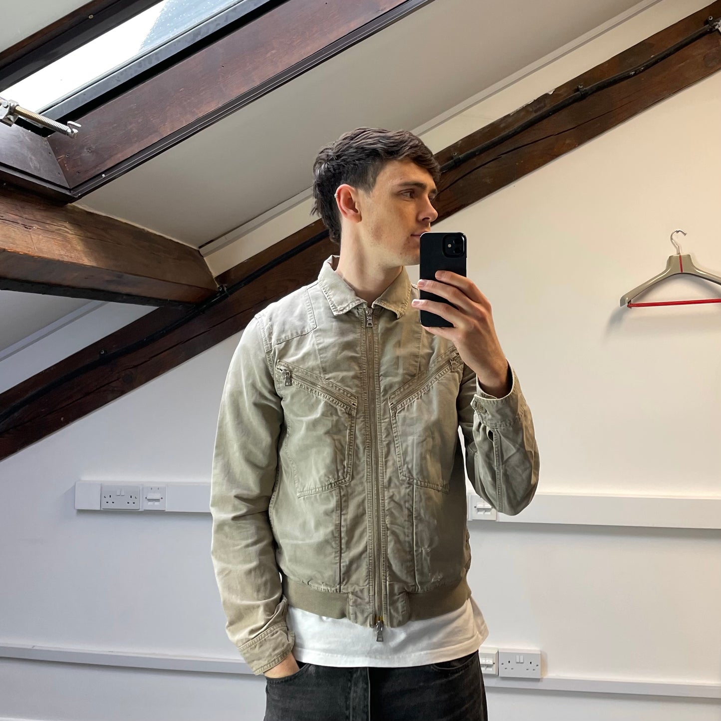 Prada Sport Grey Lightweight Distressed Hemp Canvas Jacket