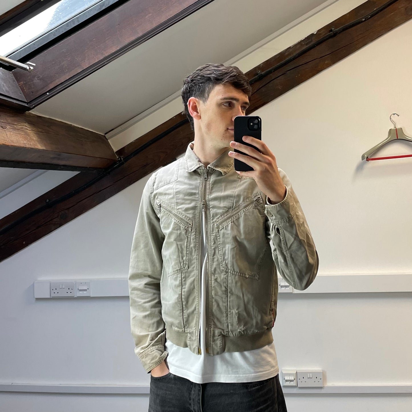 Prada Sport Grey Lightweight Distressed Hemp Canvas Jacket
