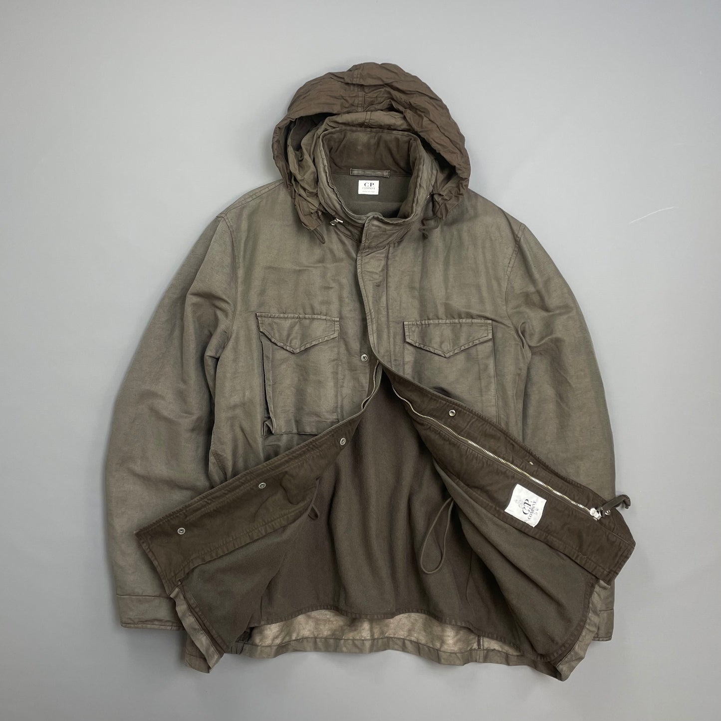 C.P. Company Brown AW04 Padded Wool-Lined Lino Flax Field Jacket