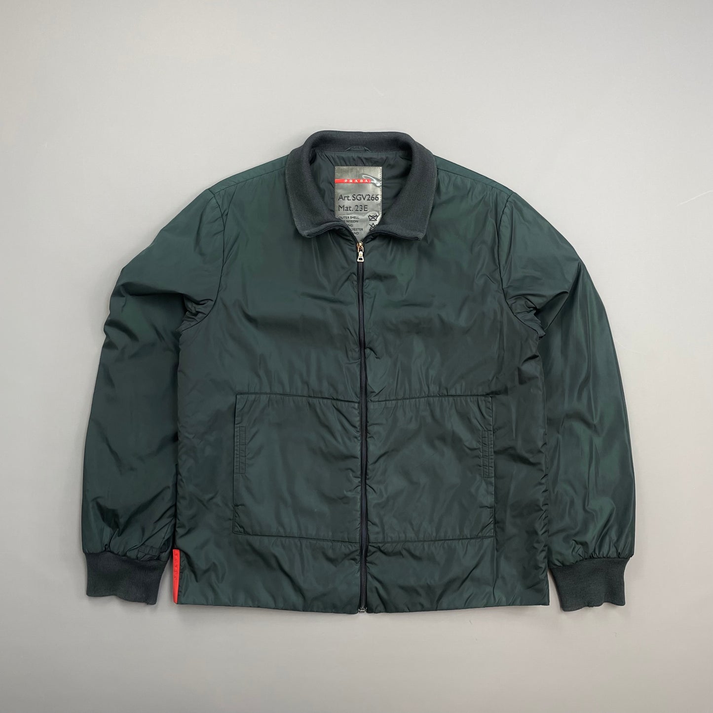 Prada Sport Teal Padded Wool-Trimmed Nylon Liner Jacket