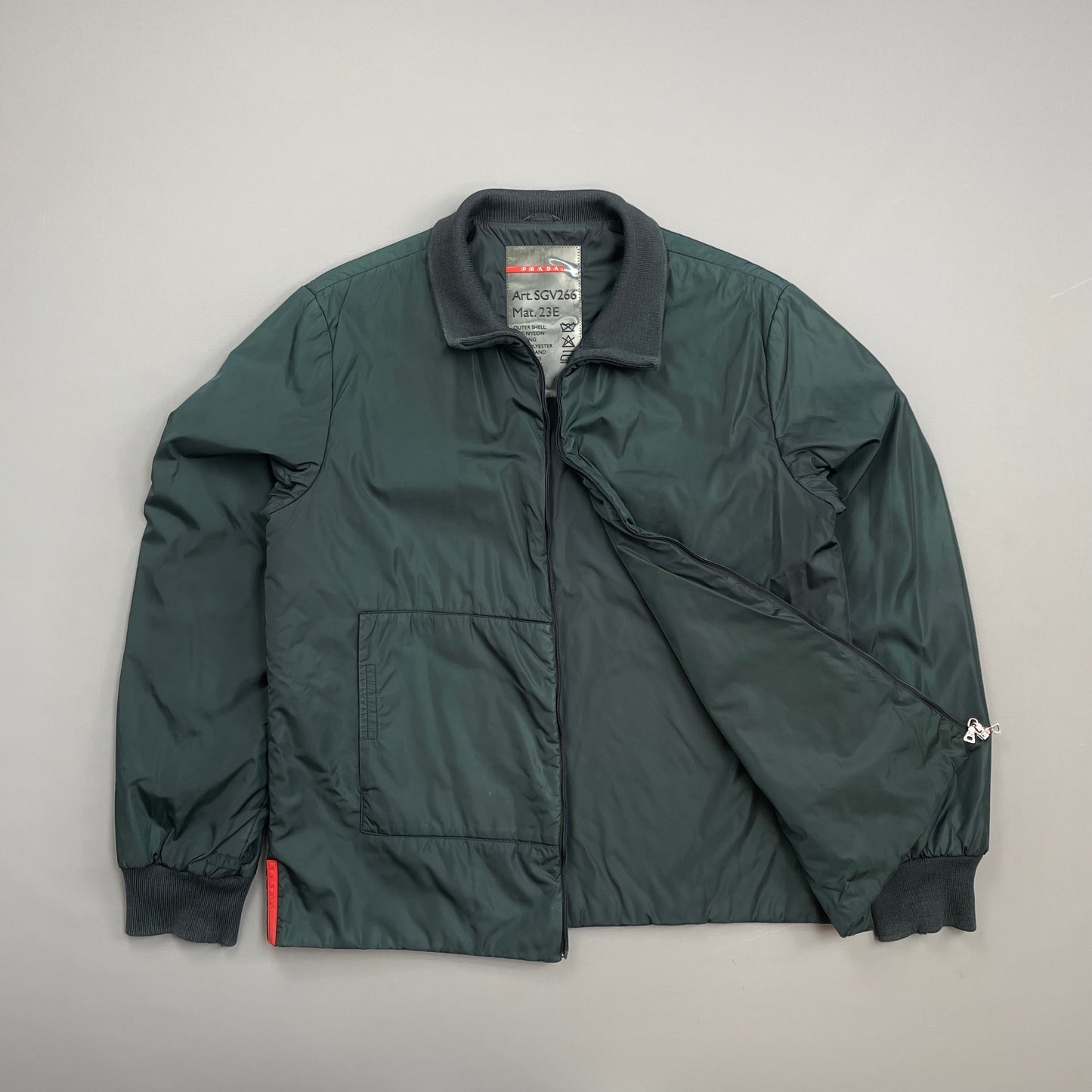 Prada Sport Teal Padded Wool-Trimmed Nylon Liner Jacket