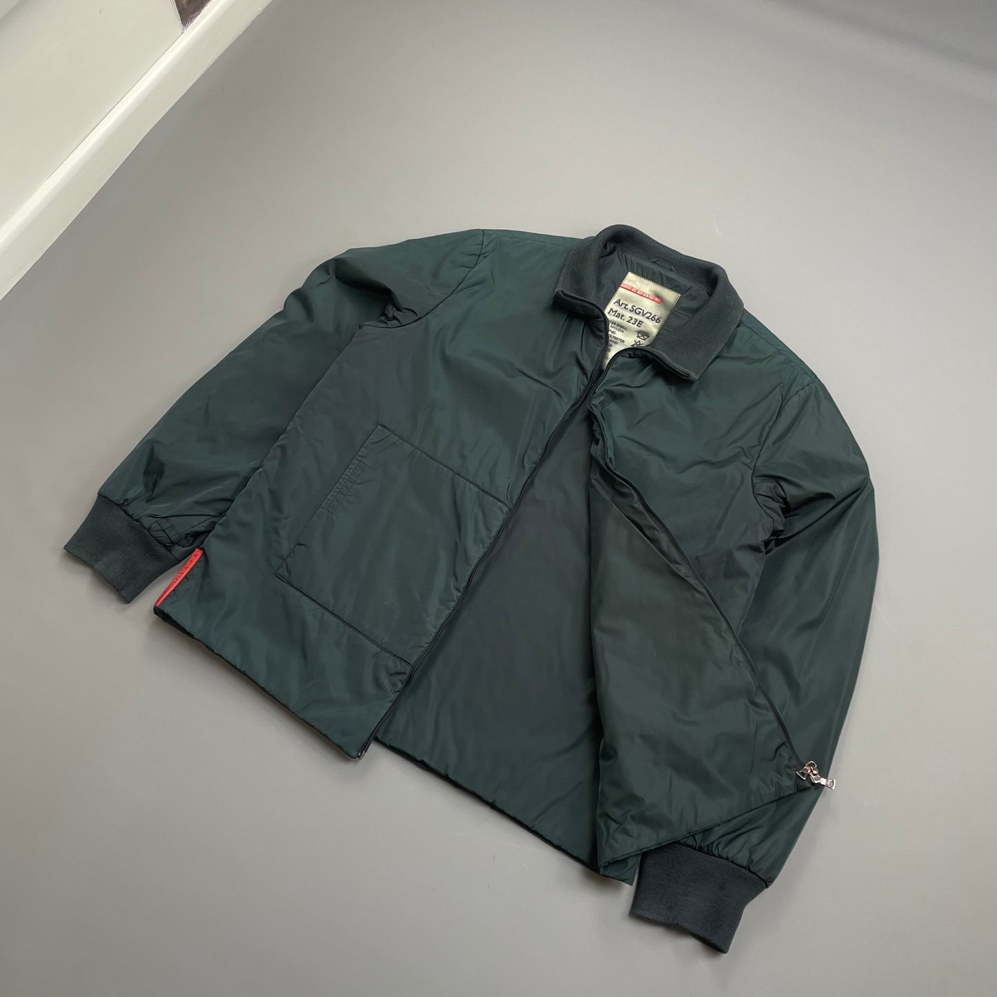 Prada Sport Teal Padded Wool-Trimmed Nylon Liner Jacket