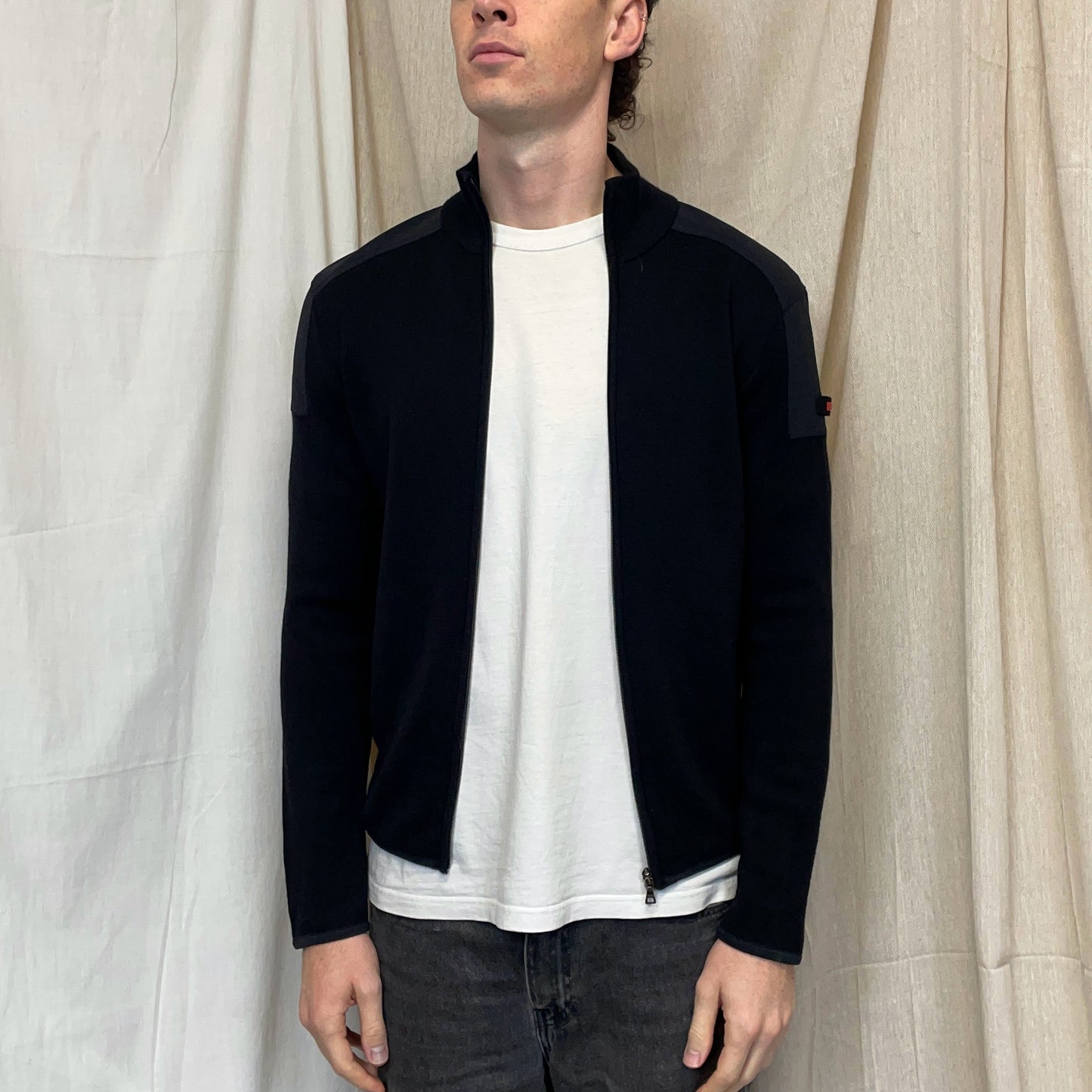 Prada Sport Black 2009 Wool & Nylon Panelled Knit Jacket