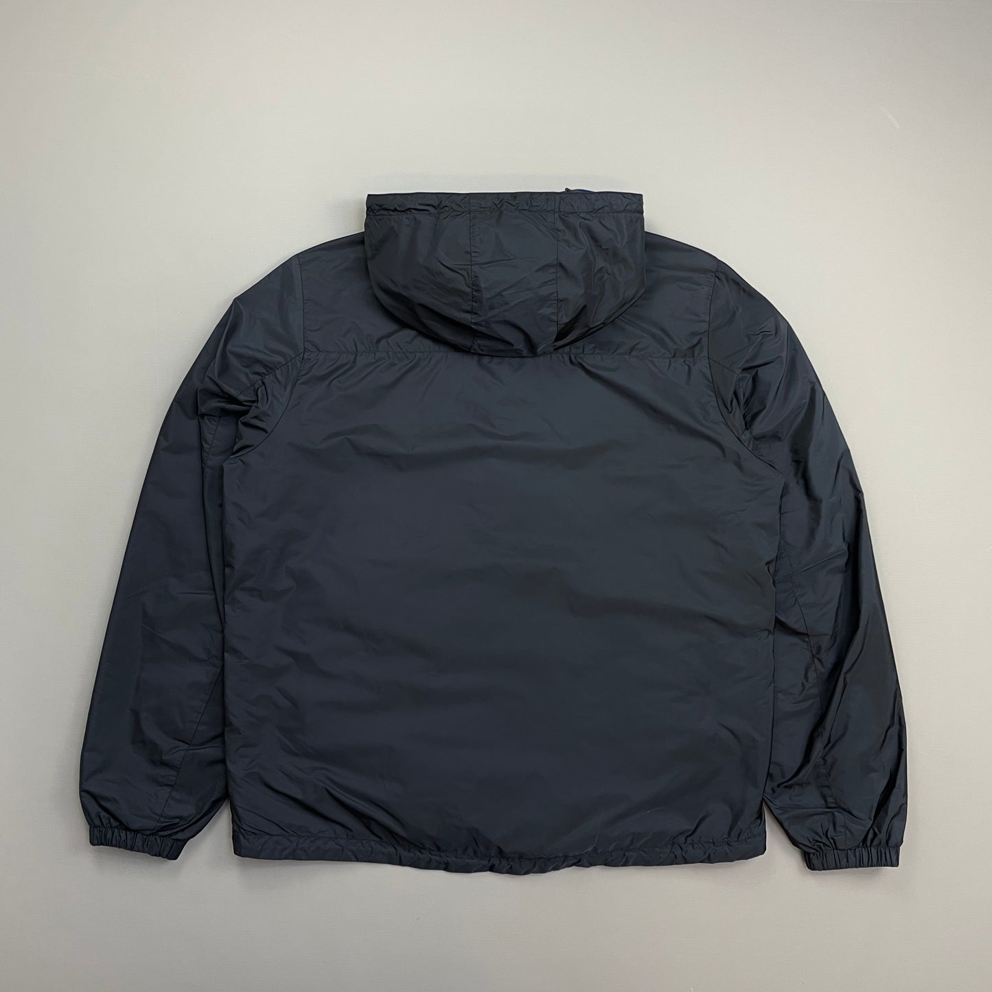 Prada Sport 2014 Navy & Iridescent Blue Reversible Resin-Coated Nylon Hooded Windbreaker Jacket