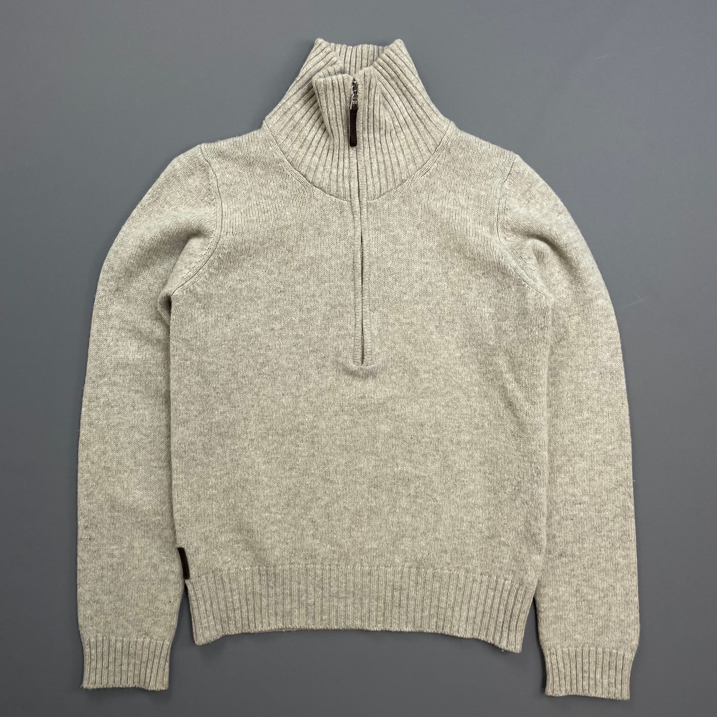 Prada Sport Grey 2007 Suede-Leather Patch Half-Zip Wool Knit Jumper
