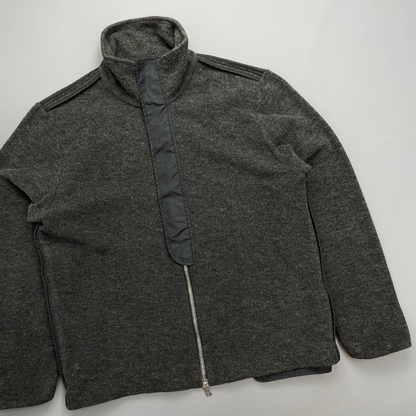 Prada Sport Grey Wool-Blend Fleece Jacket