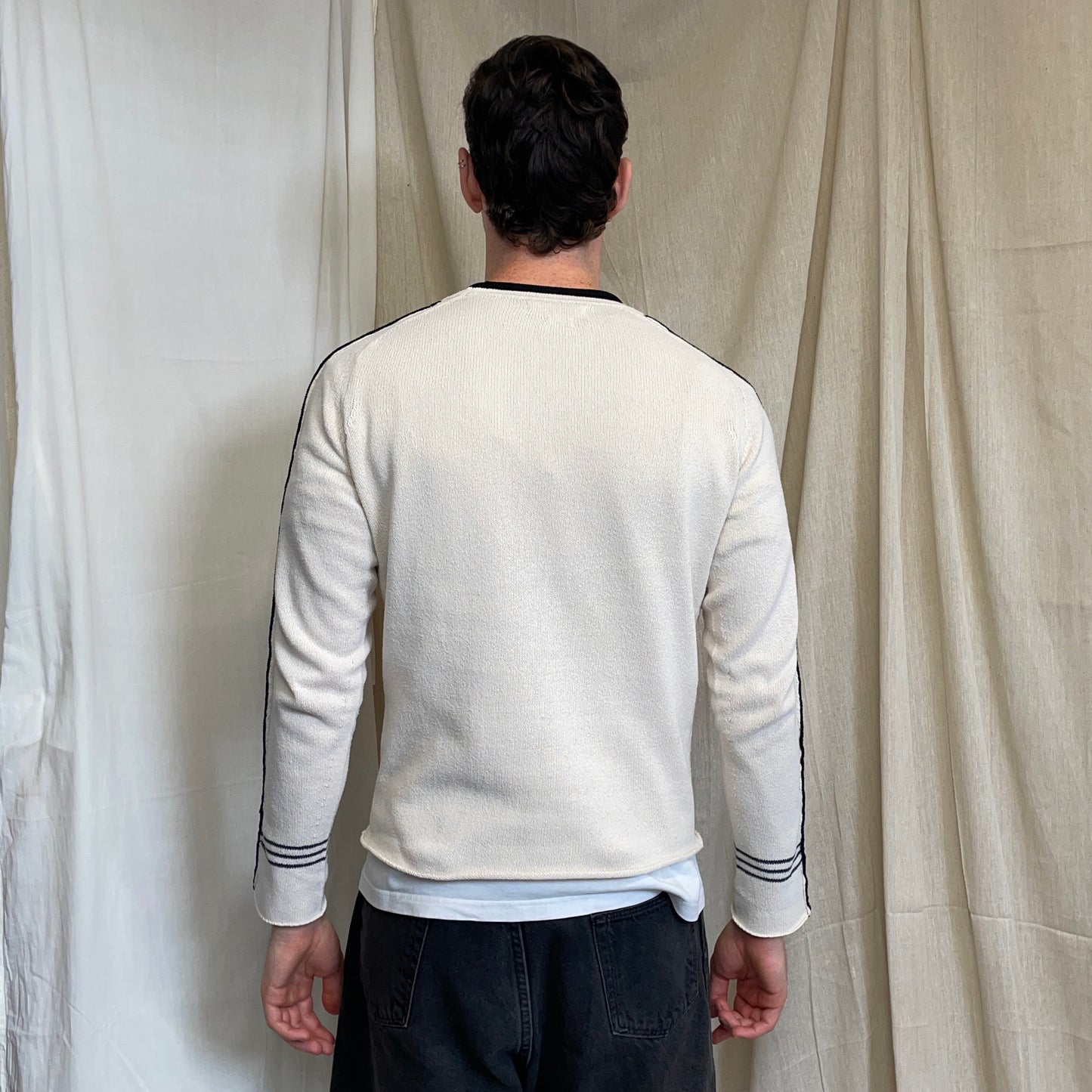 Stone Island Cream SS05 Midweight Cuff-Emblem Knit Jumper