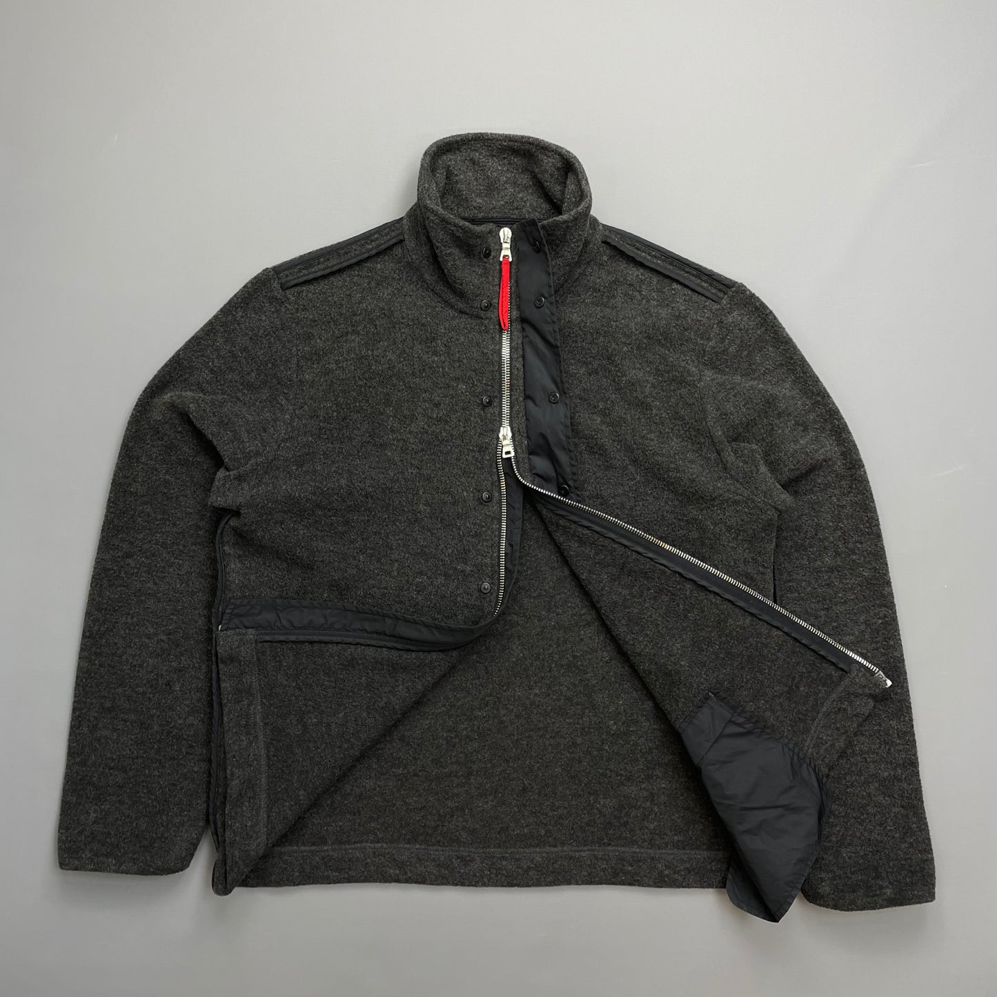 Prada Sport Grey Wool-Blend Fleece Jacket