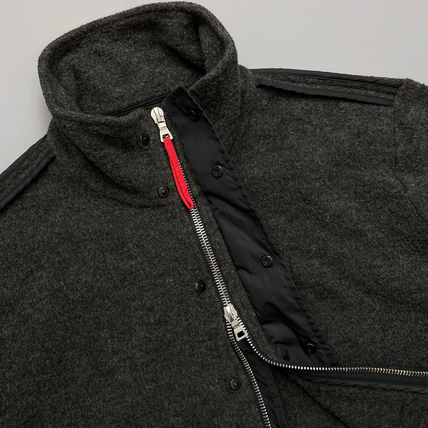 Prada Sport Grey Wool-Blend Fleece Jacket