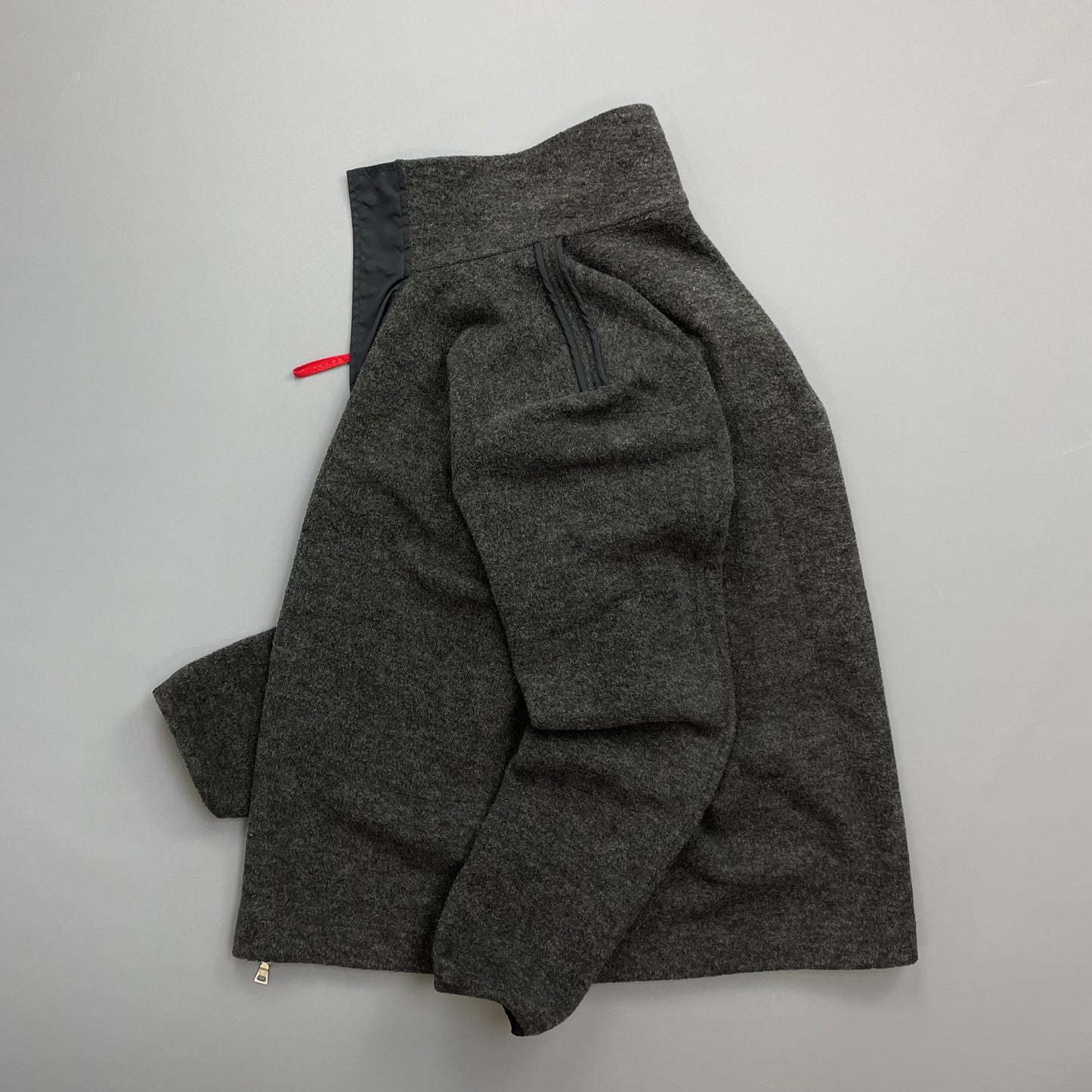 Prada Sport Grey Wool-Blend Fleece Jacket