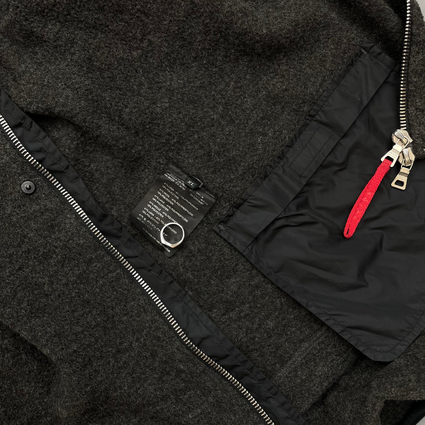 Prada Sport Grey Wool-Blend Fleece Jacket