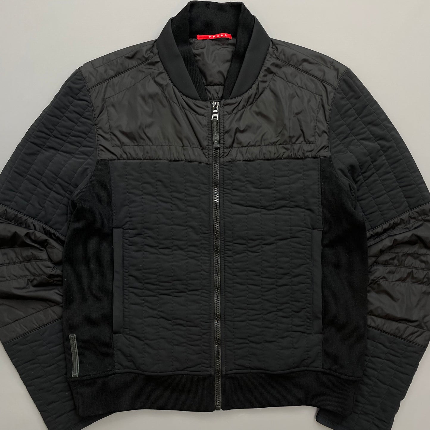 Prada Sport Black 2007 Panelled Nylon & Wool Padded Quilted Jacket
