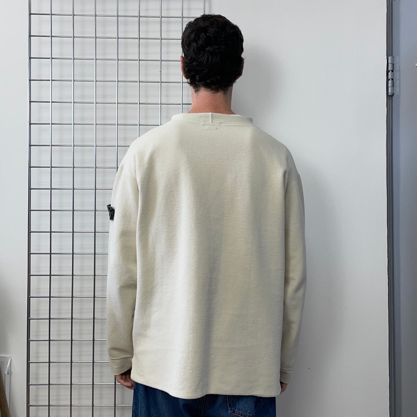 Stone Island Cream AW95 Green Edge Badge Fleece Jumper