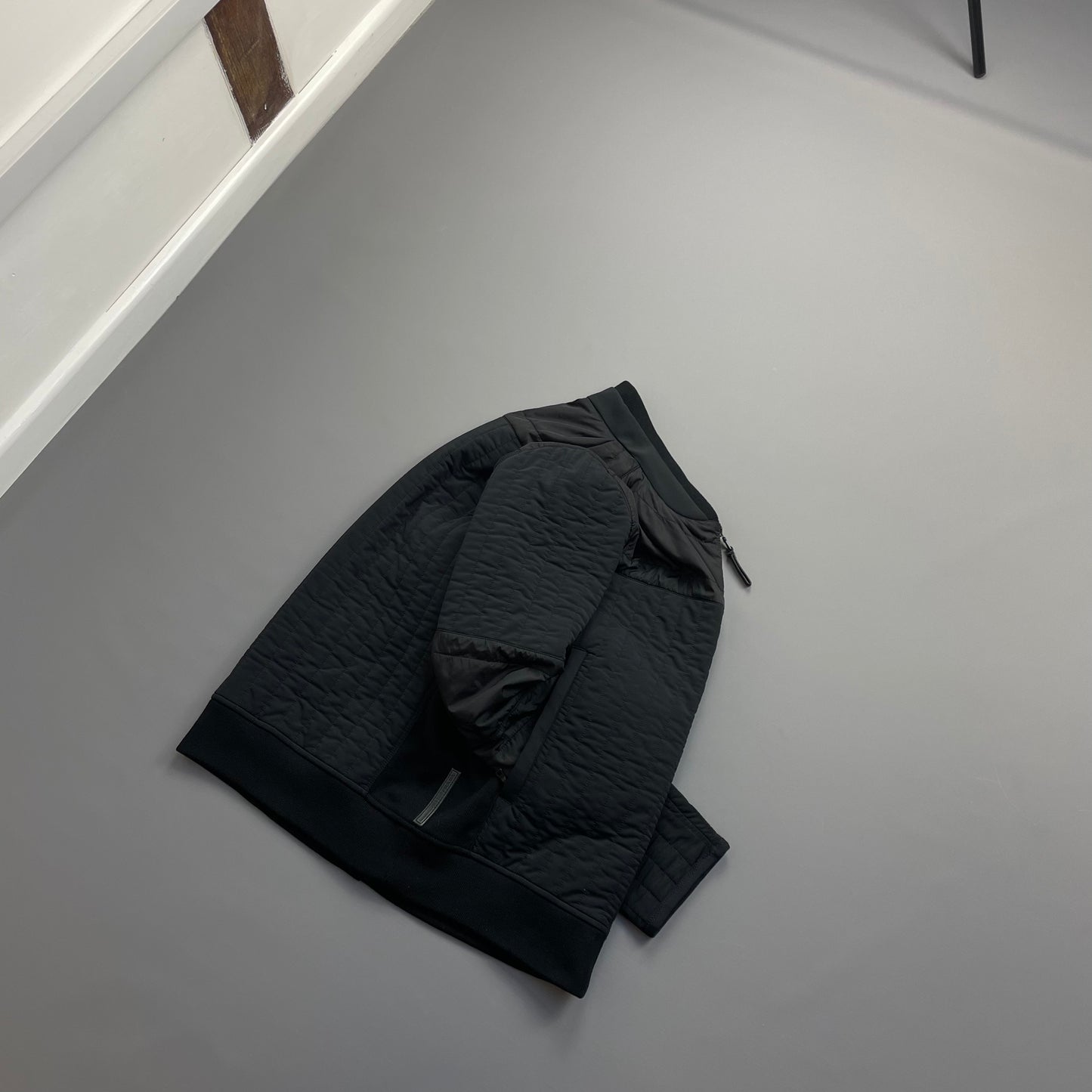 Prada Sport Black 2007 Panelled Nylon & Wool Padded Quilted Jacket