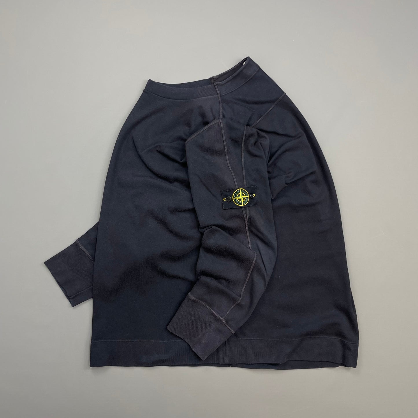 Stone Island Navy SS00 Fine-Rib Cotton Blend Crewneck Jumper