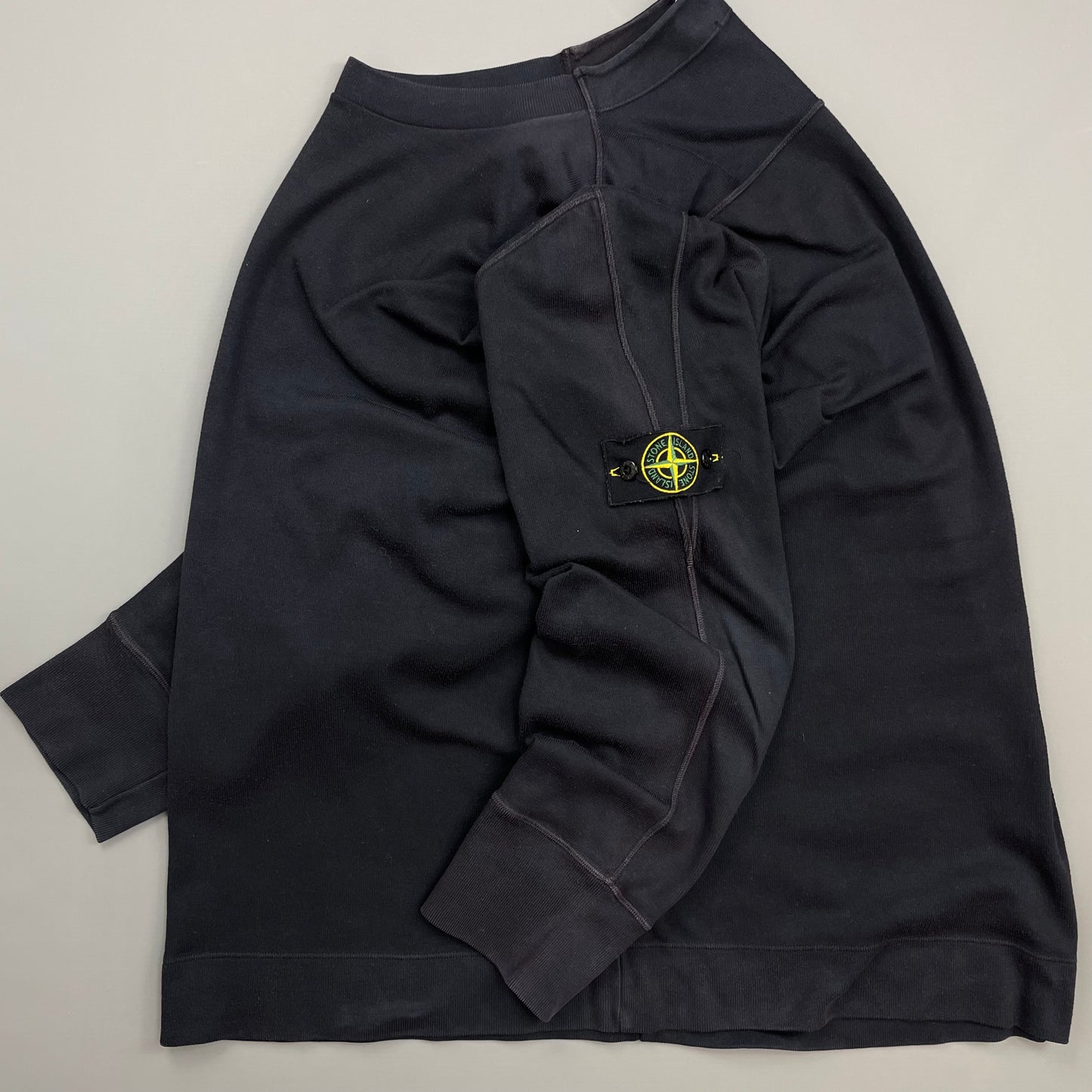Stone Island Navy SS00 Fine-Rib Cotton Blend Crewneck Jumper