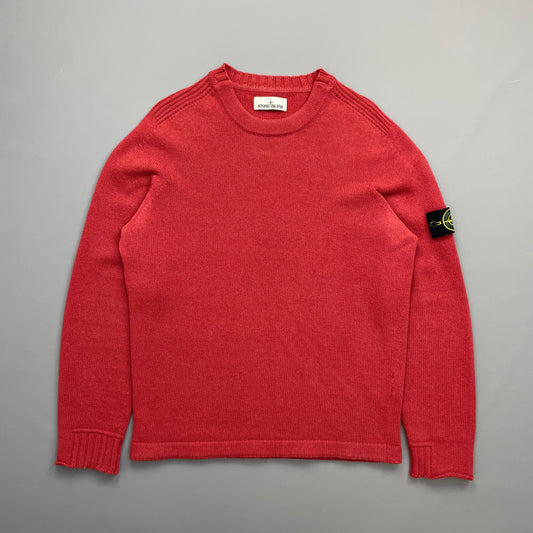 Stone Island Red Midweight Knit Crewneck Jumper