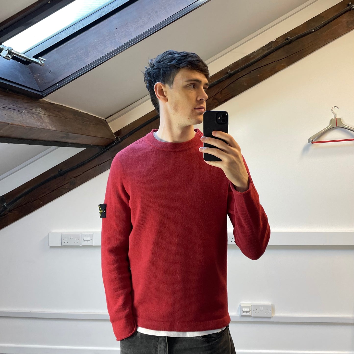 Stone Island Red Midweight Knit Crewneck Jumper