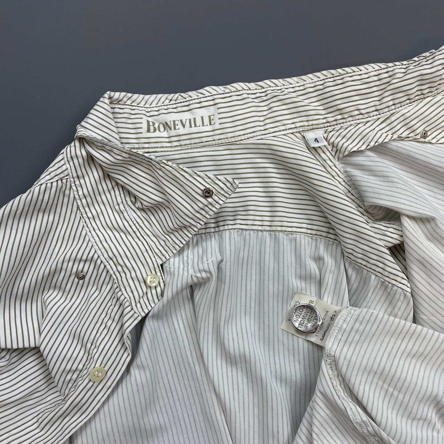 Boneville Brown & Cream 80s Pin Stripe Short Sleeve Pocket Shirt