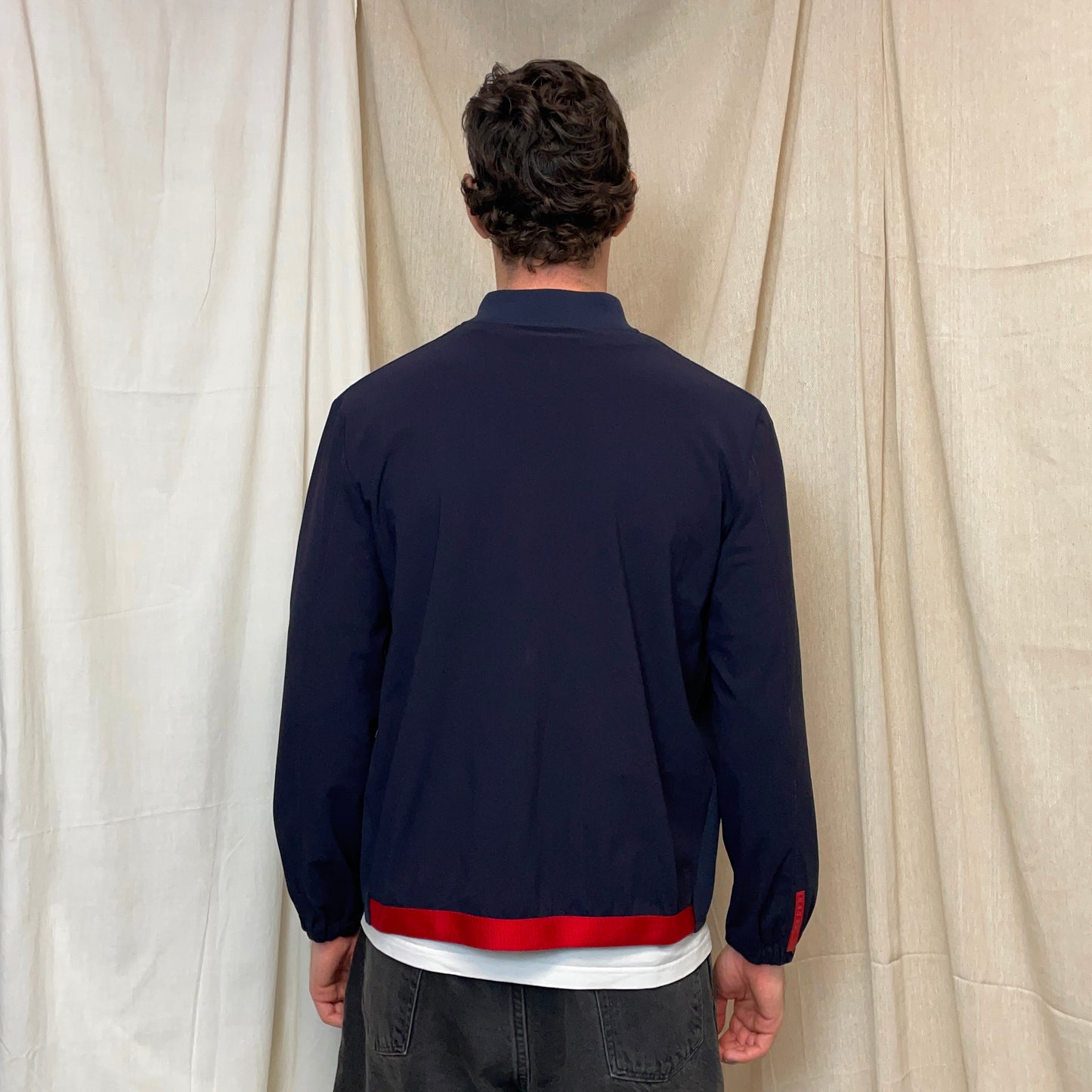 Prada Sport Navy SS00 Lightweight Zip-Through Nylon Panelled Jacket