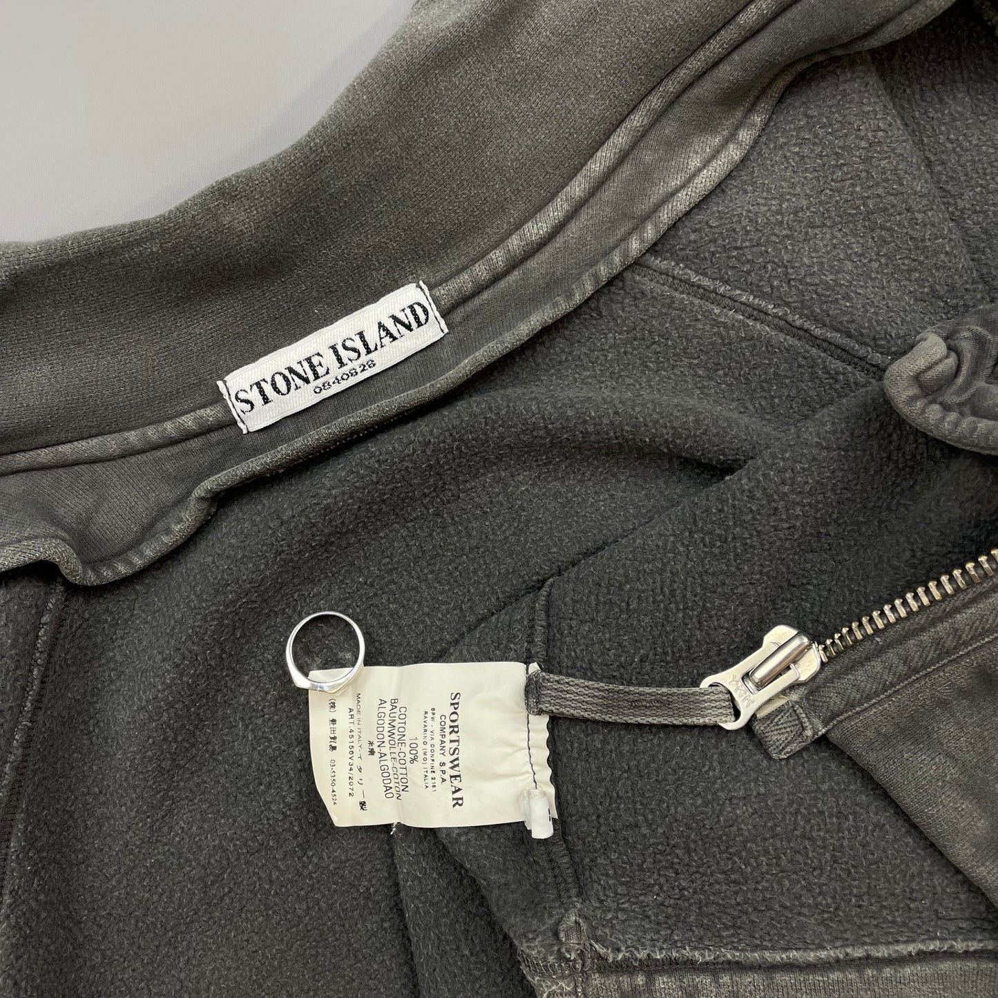 Stone Island Black AW06 Compass Emblem Zip-Through Cotton Jacket