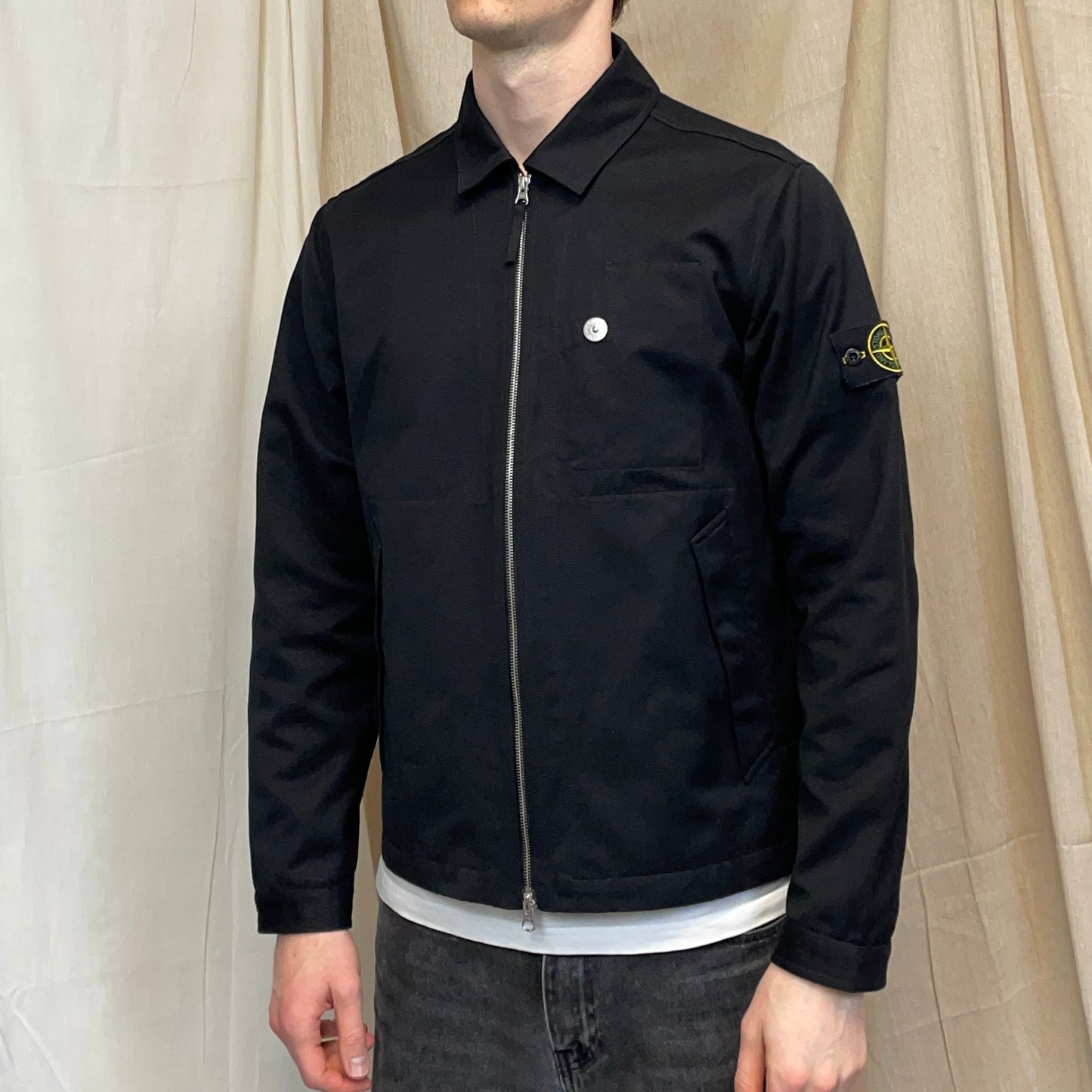 Stone Island Black SS22 Workwear R-Garbadine 3/1 Zip-Through Jacket