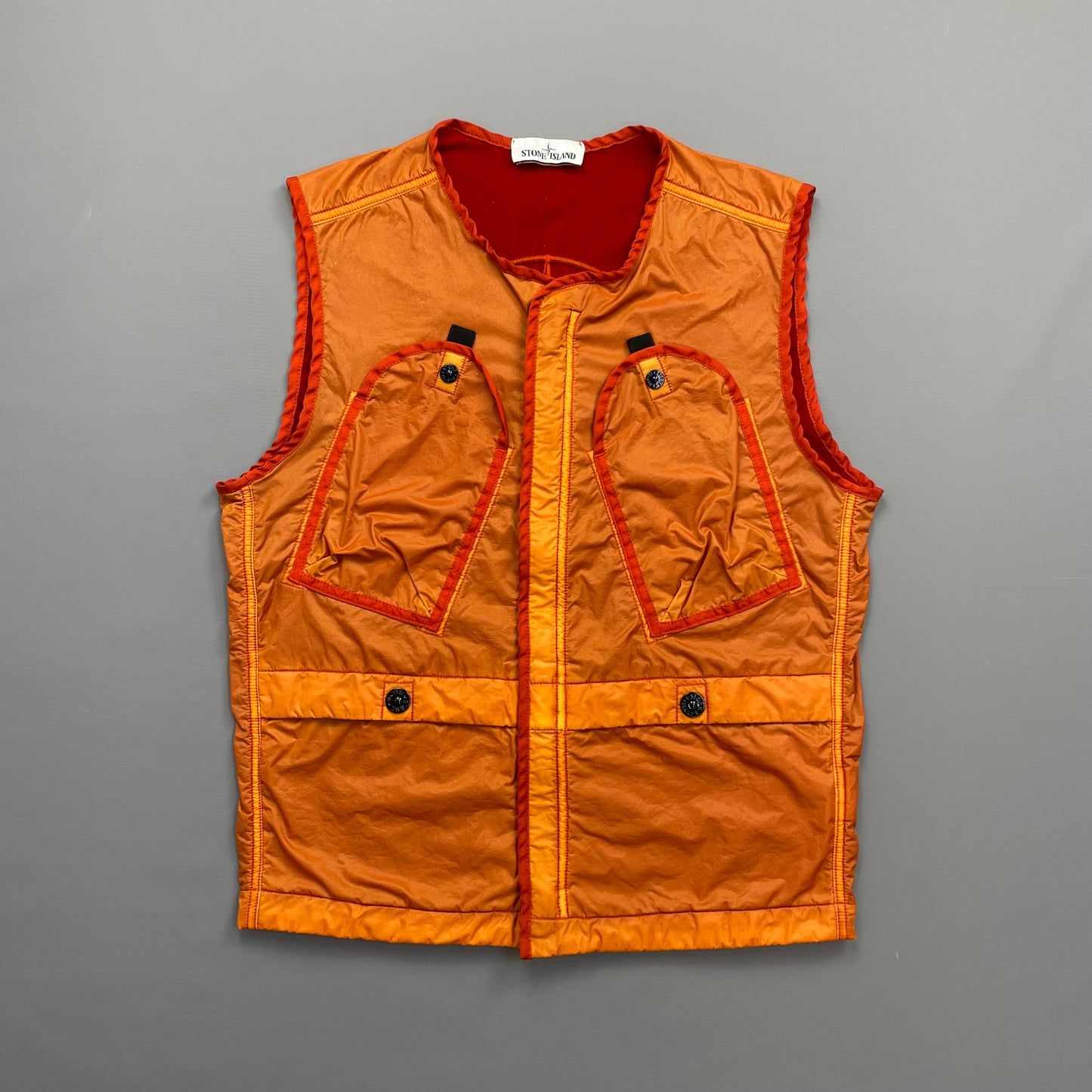 Stone Island Orange AW19 Lamy Flock Emblem Gilet Vest