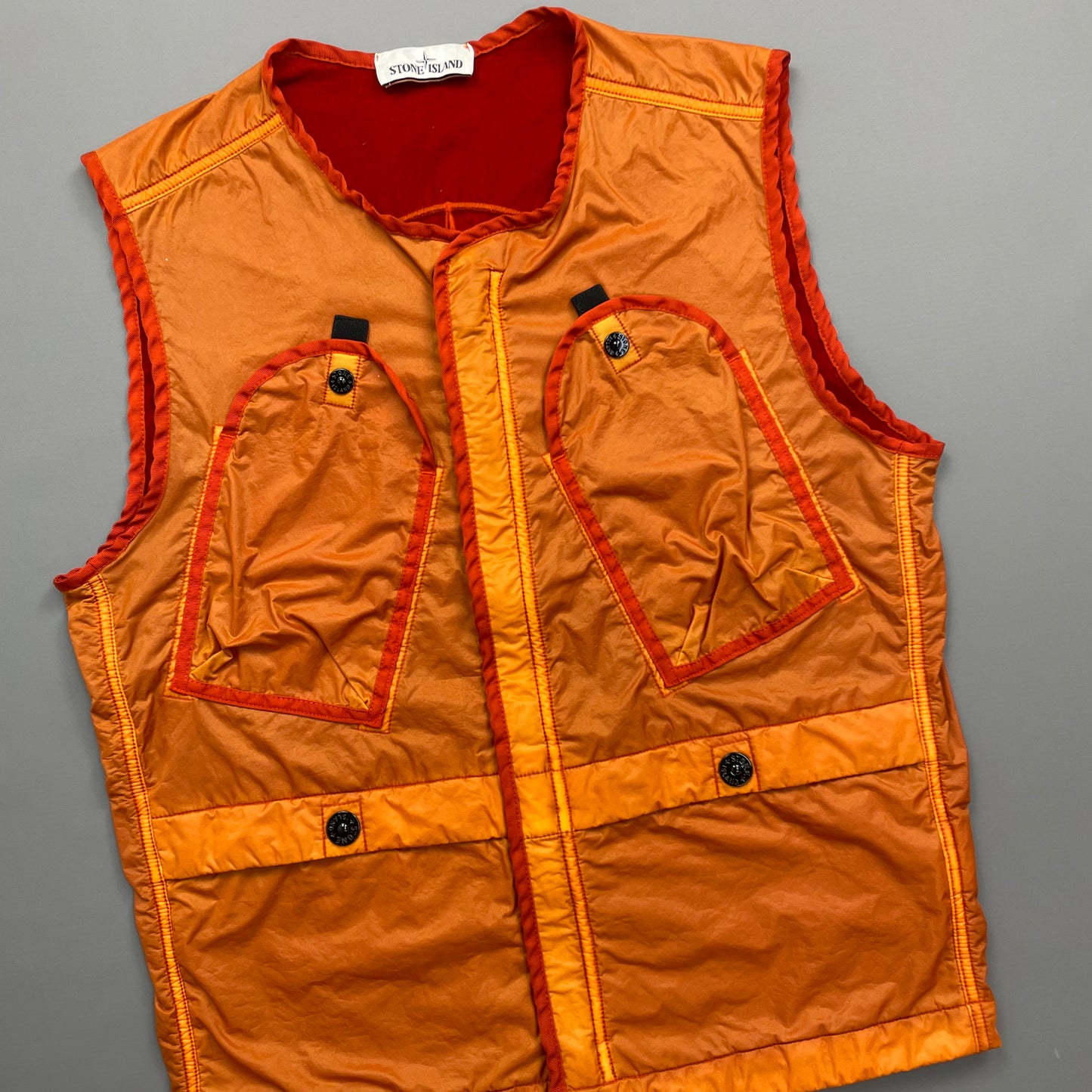 Stone Island Orange AW19 Lamy Flock Emblem Gilet Vest
