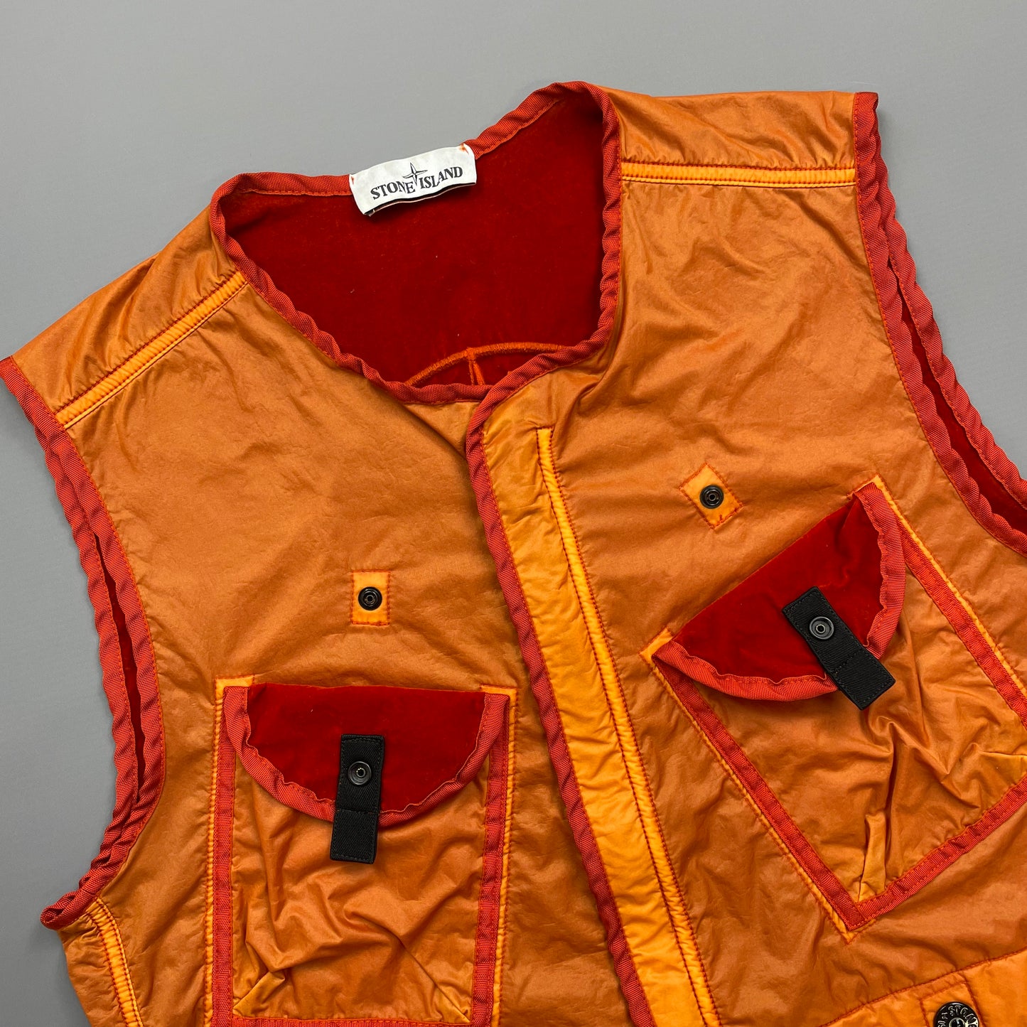 Stone Island Orange AW19 Lamy Flock Emblem Gilet Vest