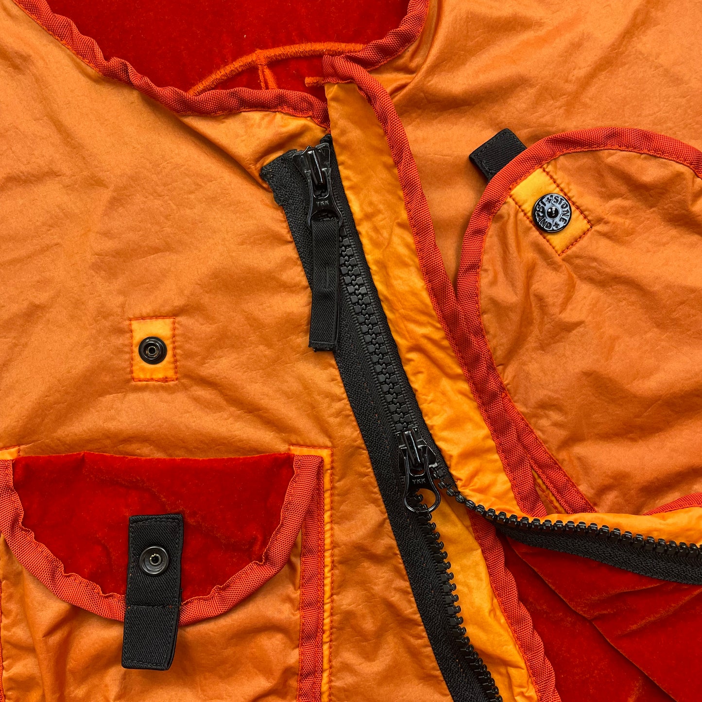 Stone Island Orange AW19 Lamy Flock Emblem Gilet Vest