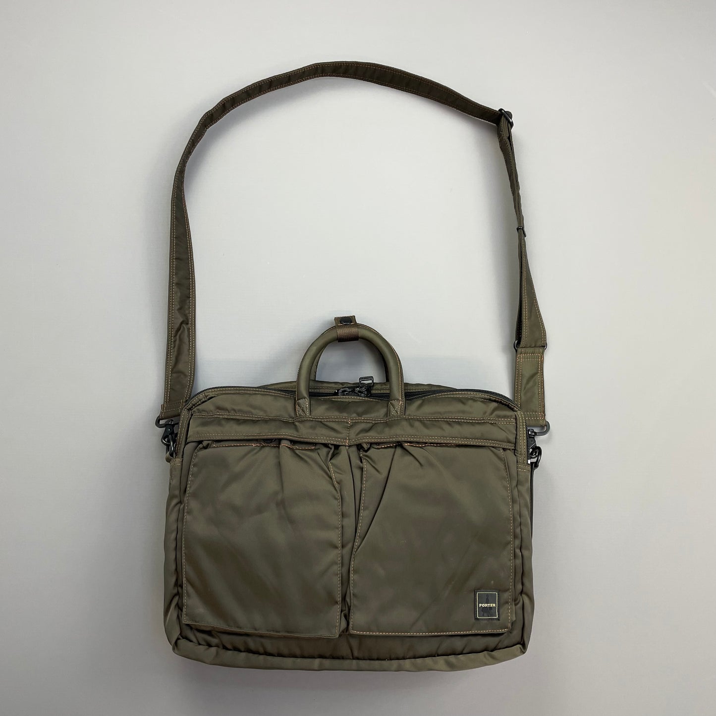 Porter International Khaki Nylon Crossbody & Handheld Briefcase Bag