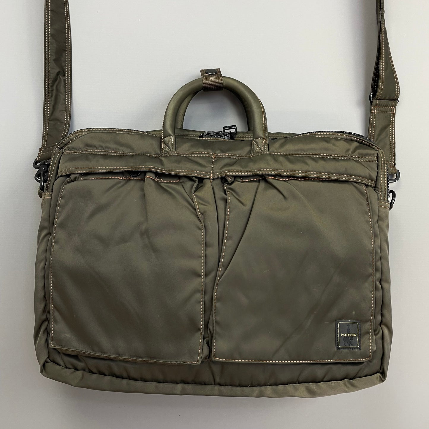 Porter International Khaki Nylon Crossbody & Handheld Briefcase Bag