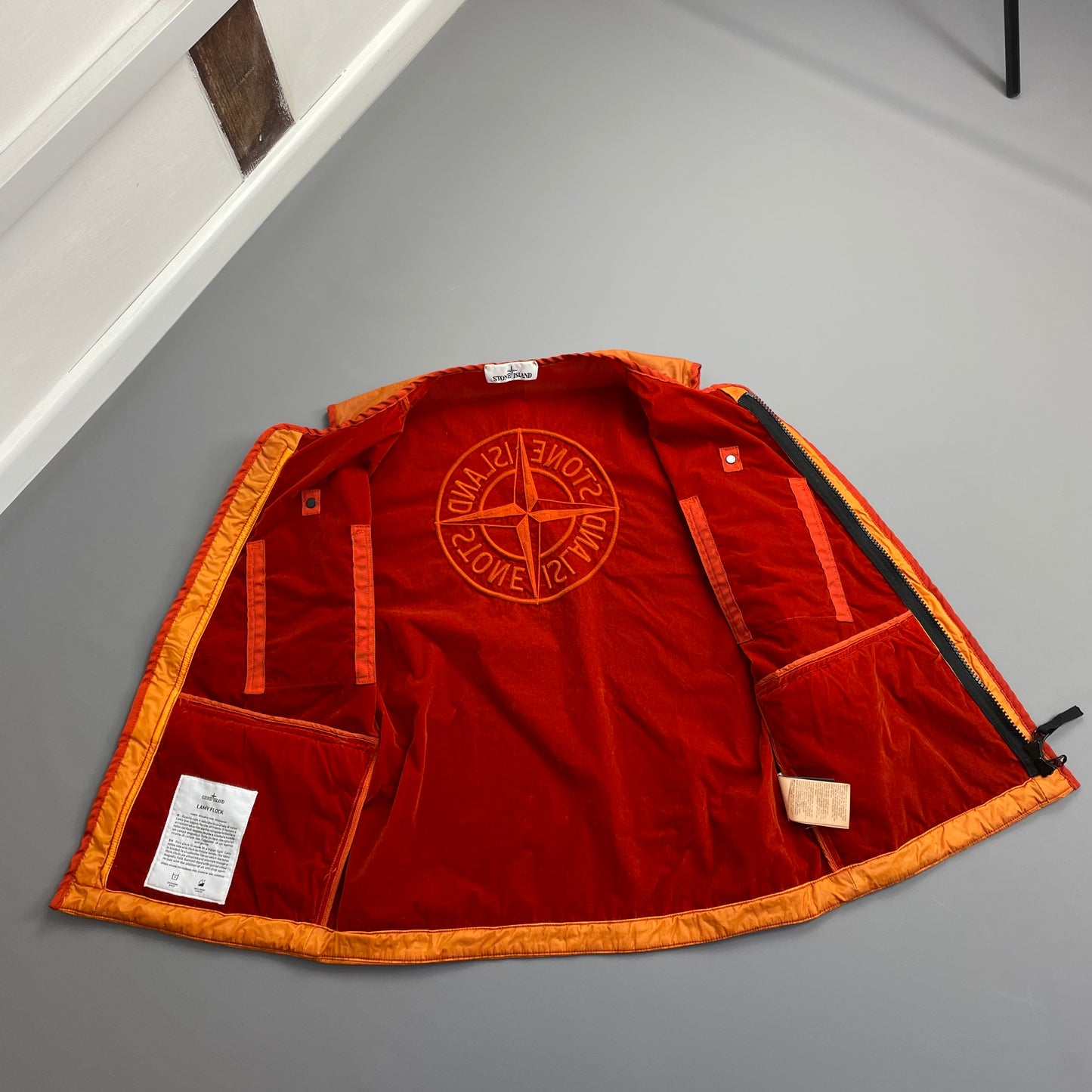 Stone Island Orange AW19 Lamy Flock Emblem Gilet Vest