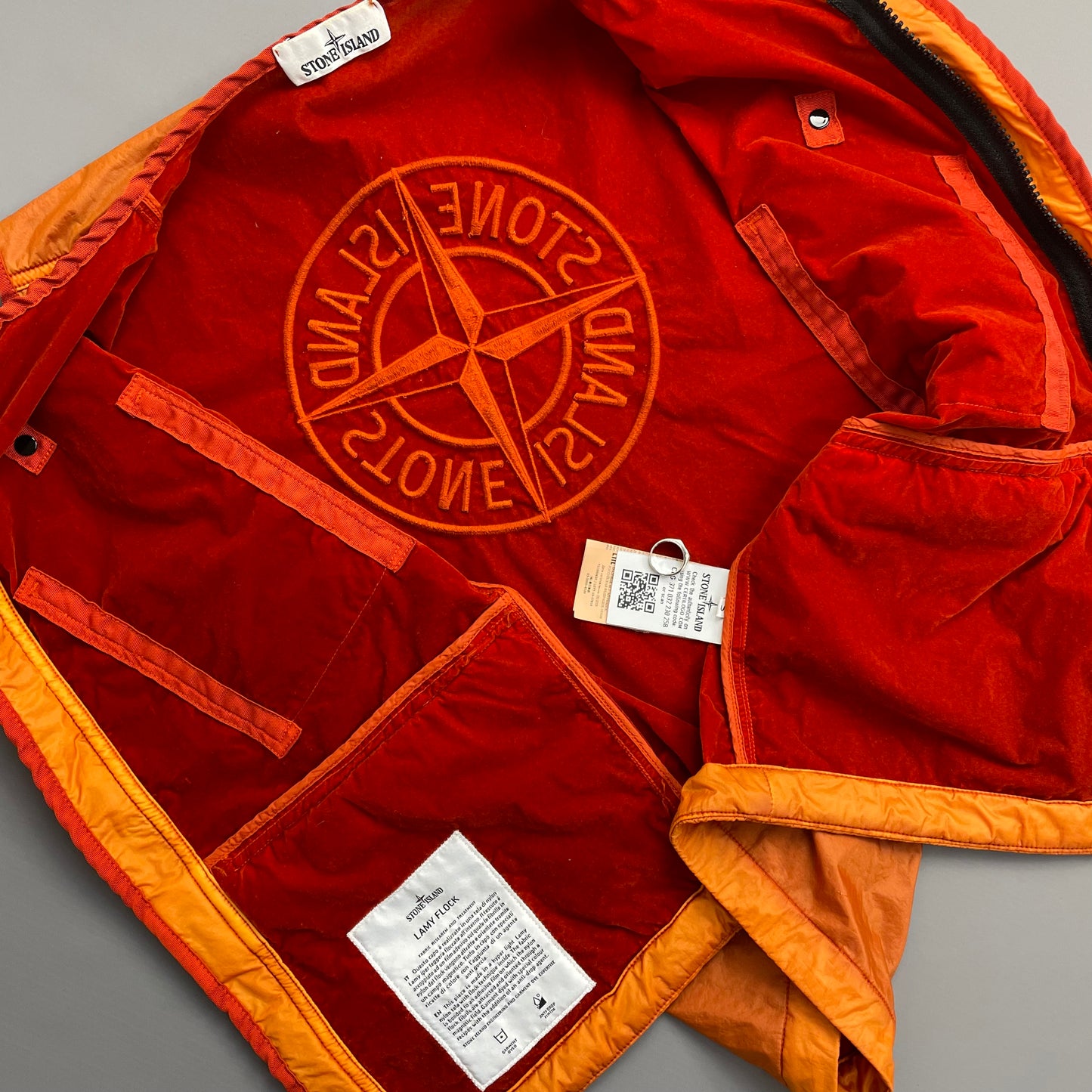 Stone Island Orange AW19 Lamy Flock Emblem Gilet Vest