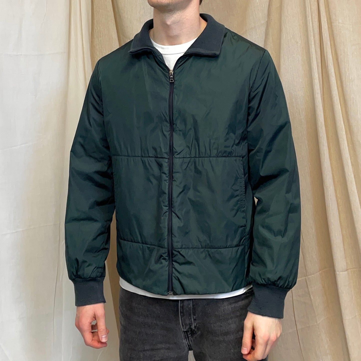 Prada Sport Teal Padded Wool-Trimmed Nylon Liner Jacket