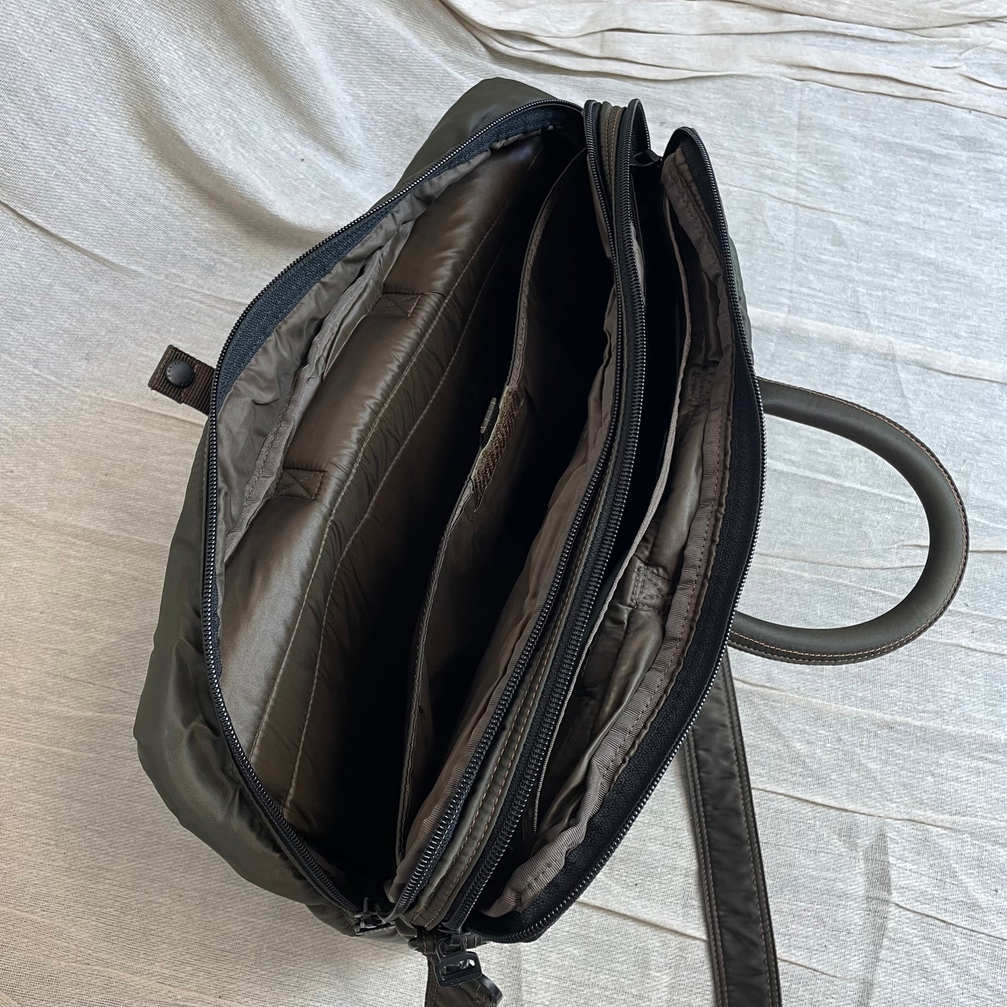 Porter International Khaki Nylon Crossbody & Handheld Briefcase Bag