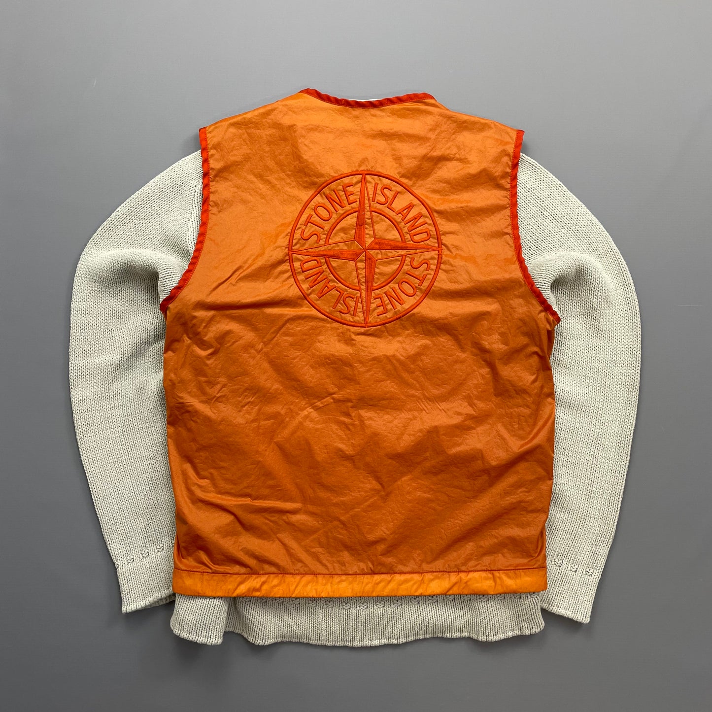 Stone Island Orange AW19 Lamy Flock Emblem Gilet Vest