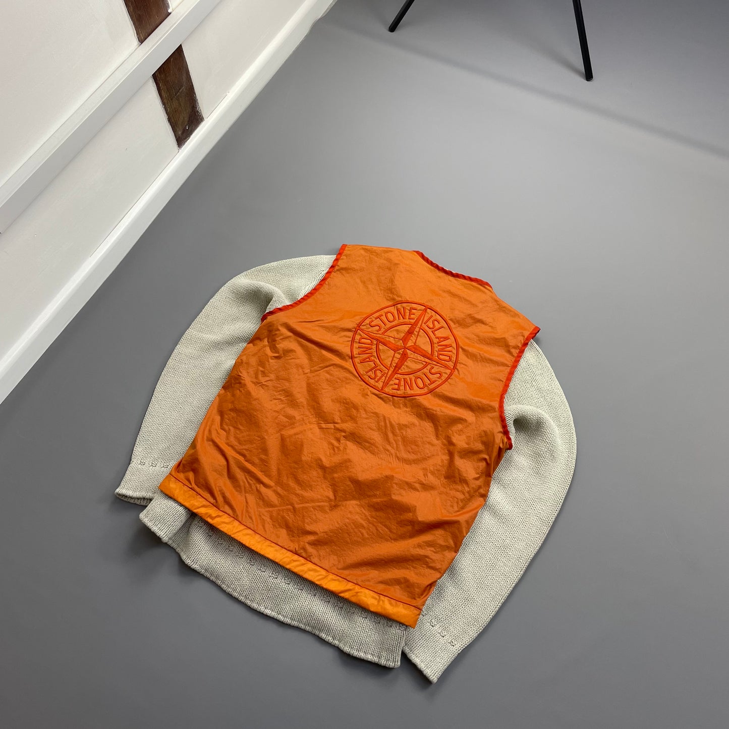 Stone Island Orange AW19 Lamy Flock Emblem Gilet Vest