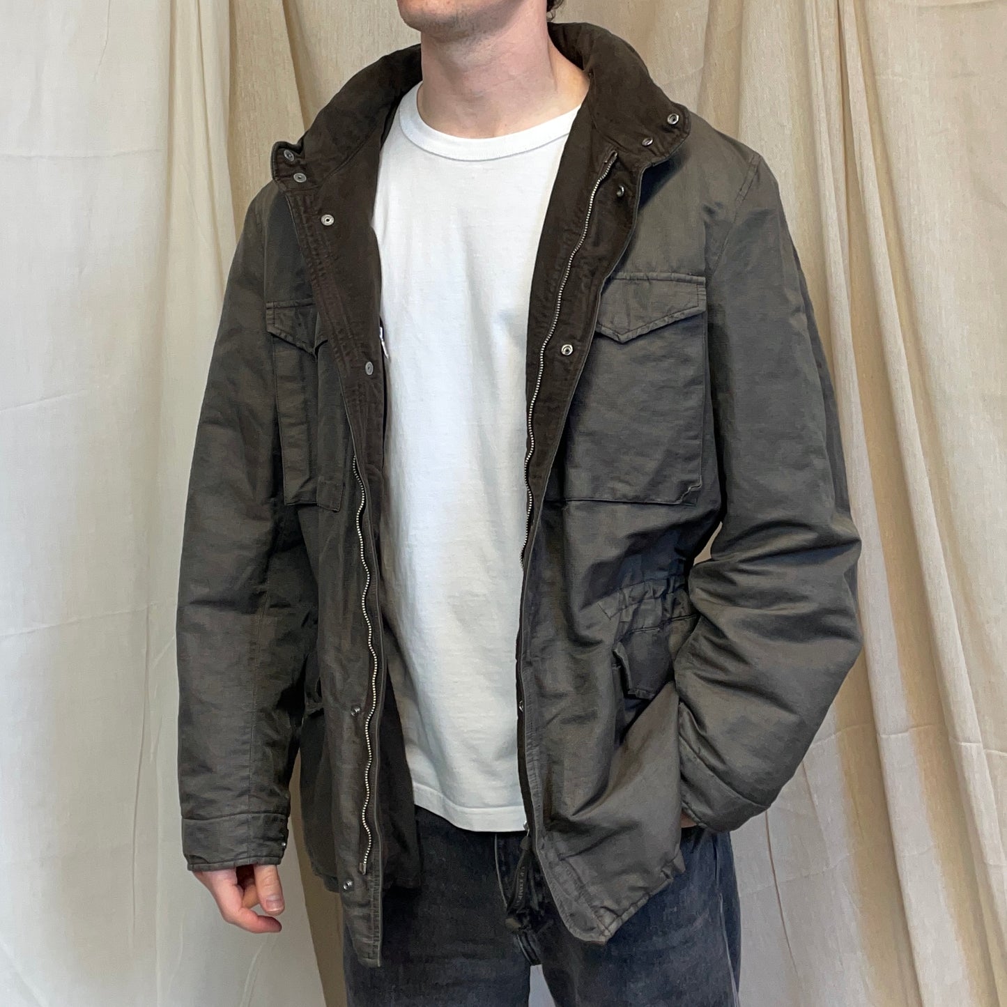 C.P. Company Brown AW04 Padded Wool-Lined Lino Flax Field Jacket